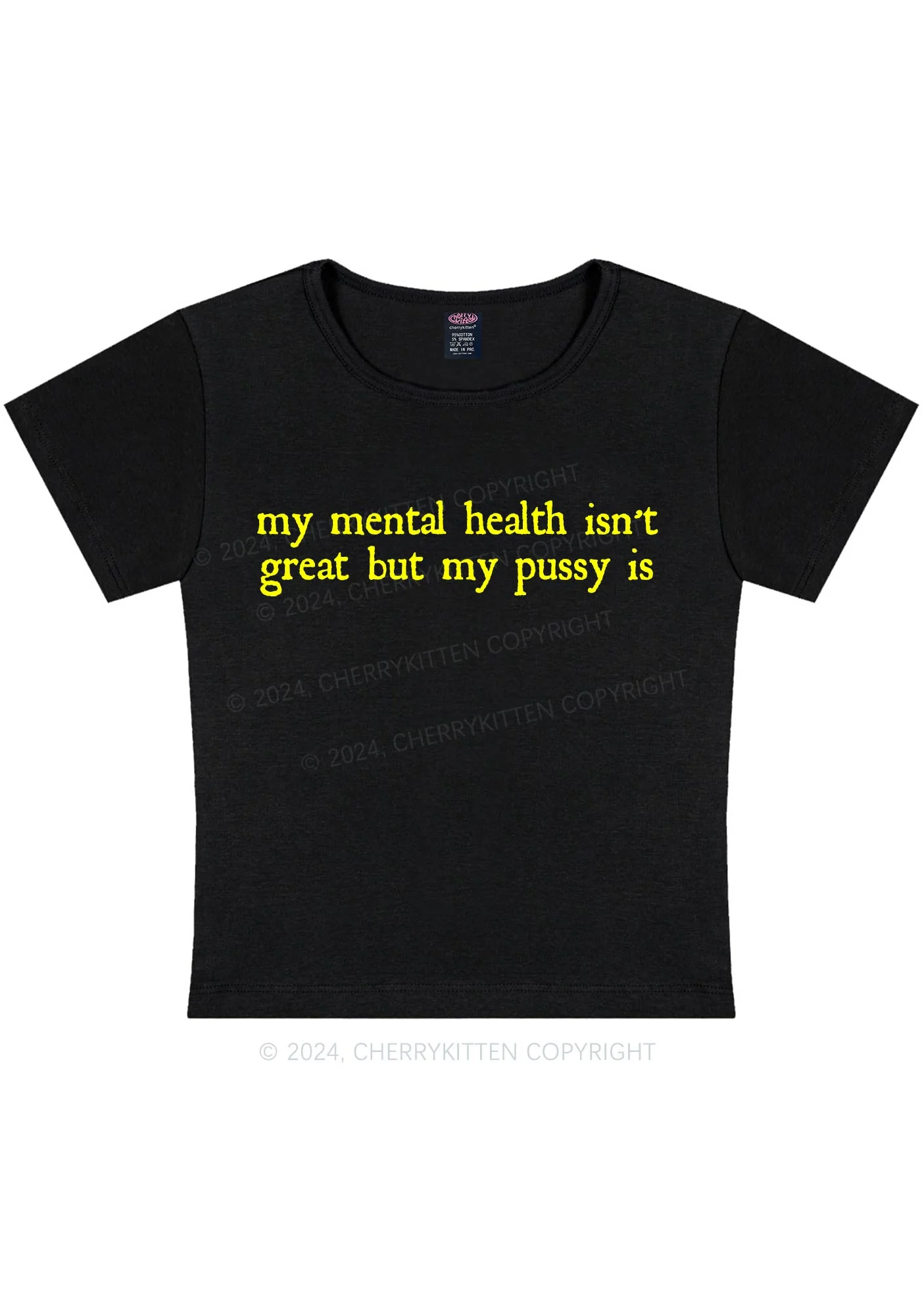 Great Mental Health Y2K Baby Tee Cherrykitten - Image 3