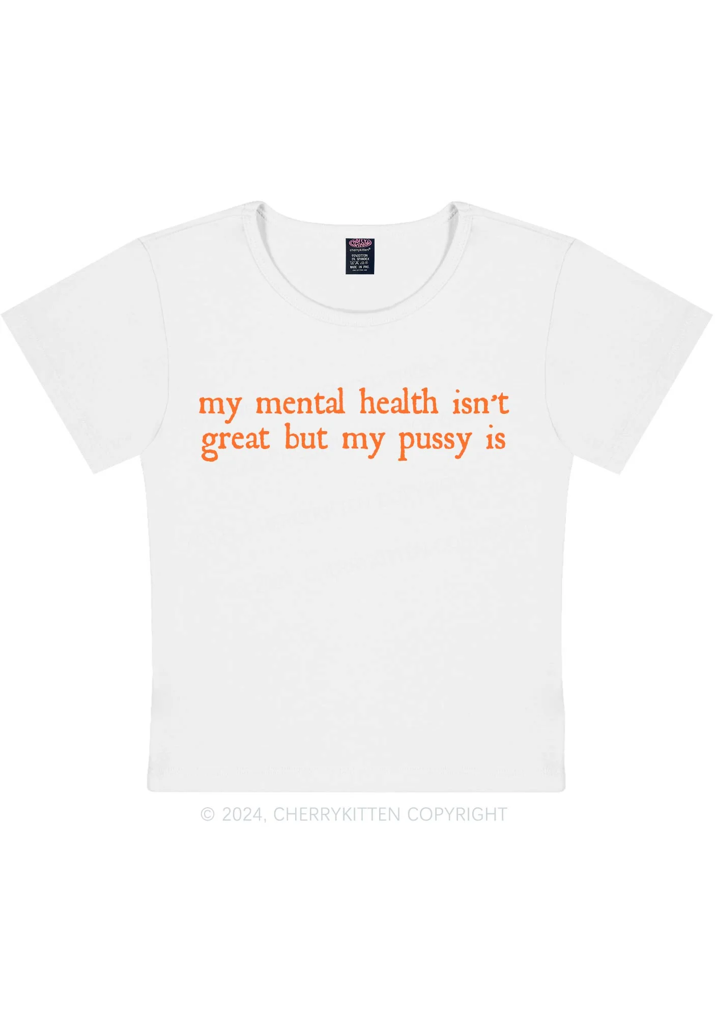 Great Mental Health Y2K Baby Tee Cherrykitten - Image 4