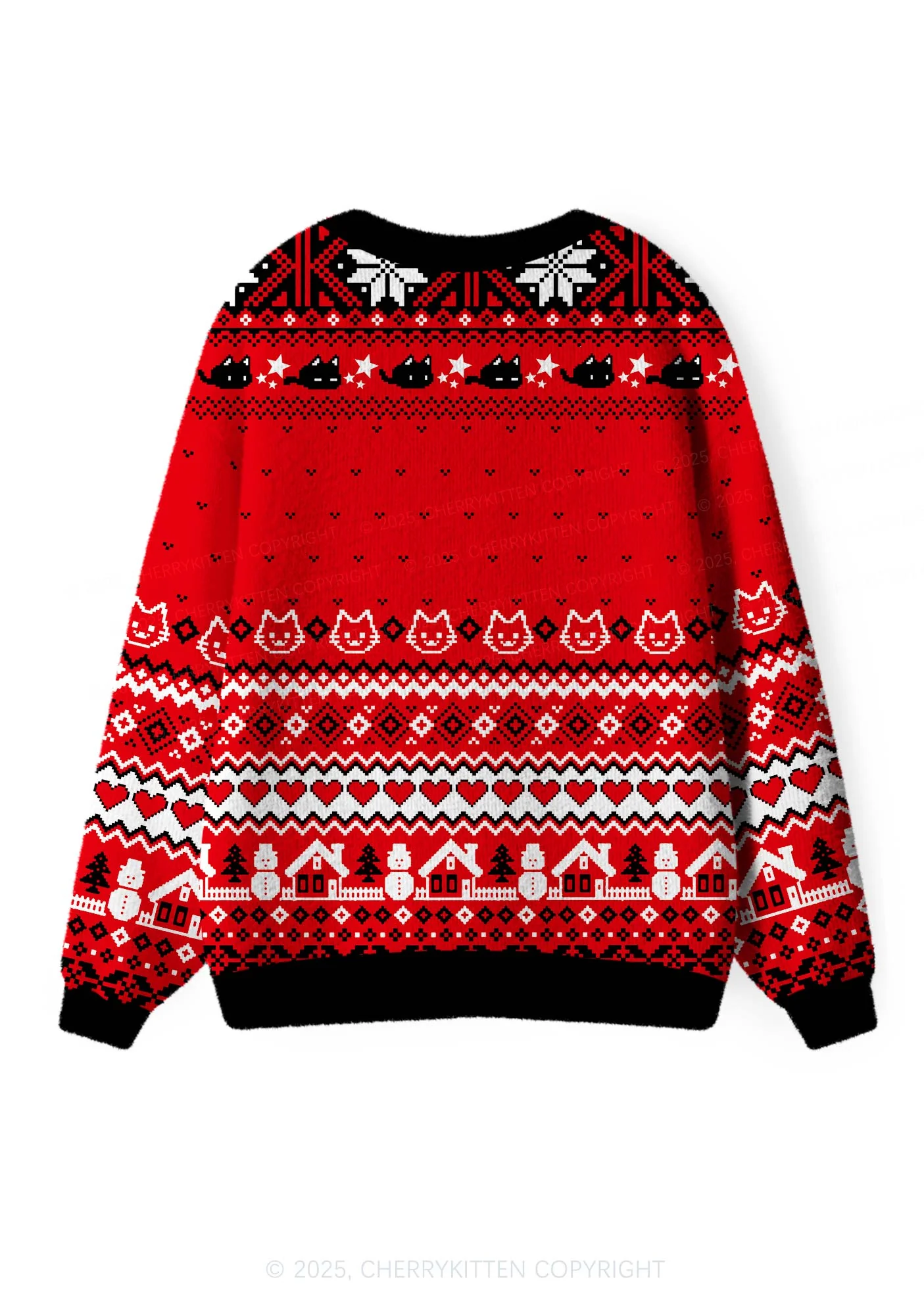 Great Mental Health Puxxy Y2K Christmas Cardigan Knit Sweatshirt Cherrykitten - Image 2