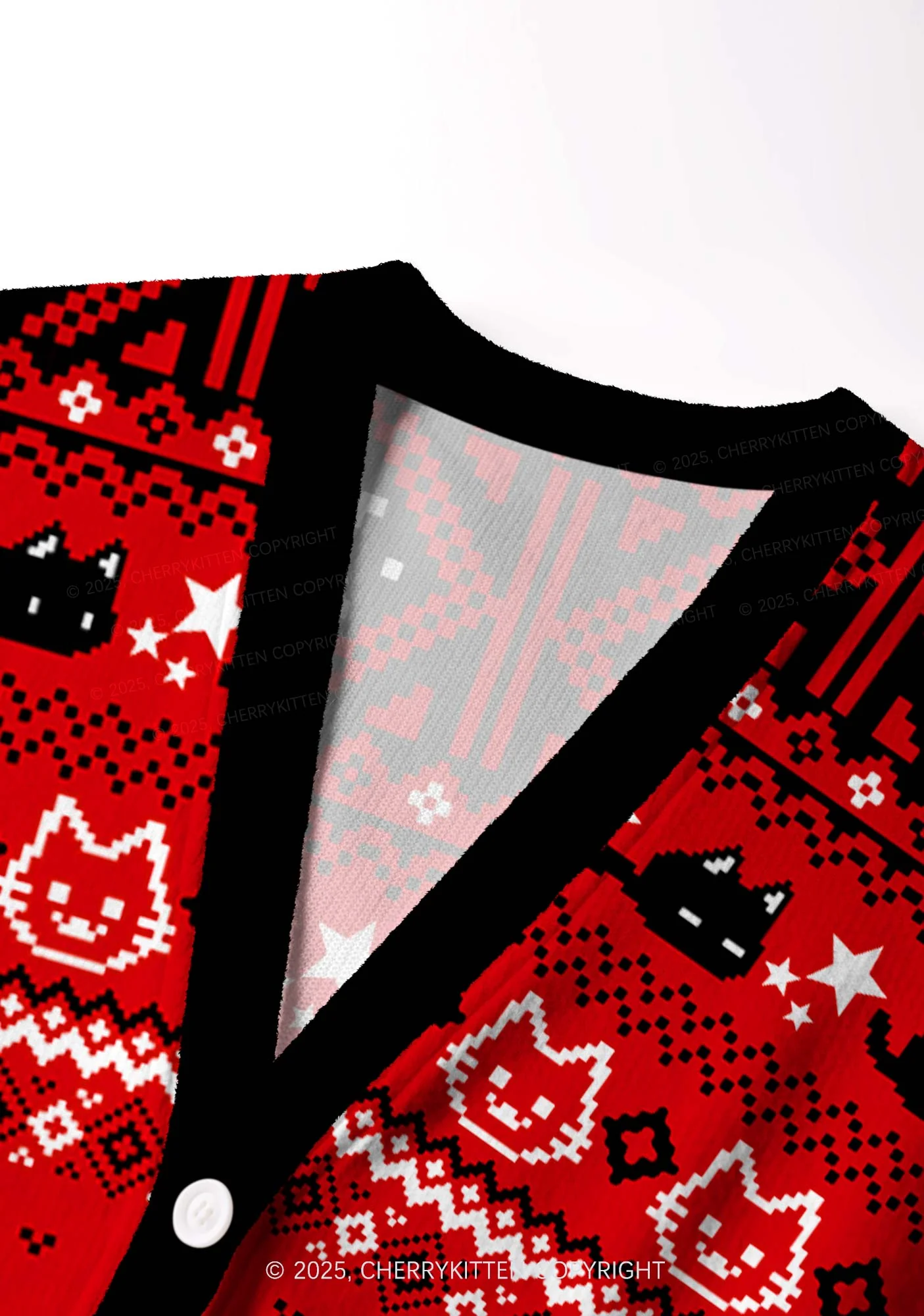 Great Mental Health Puxxy Y2K Christmas Cardigan Knit Sweatshirt Cherrykitten - Image 5