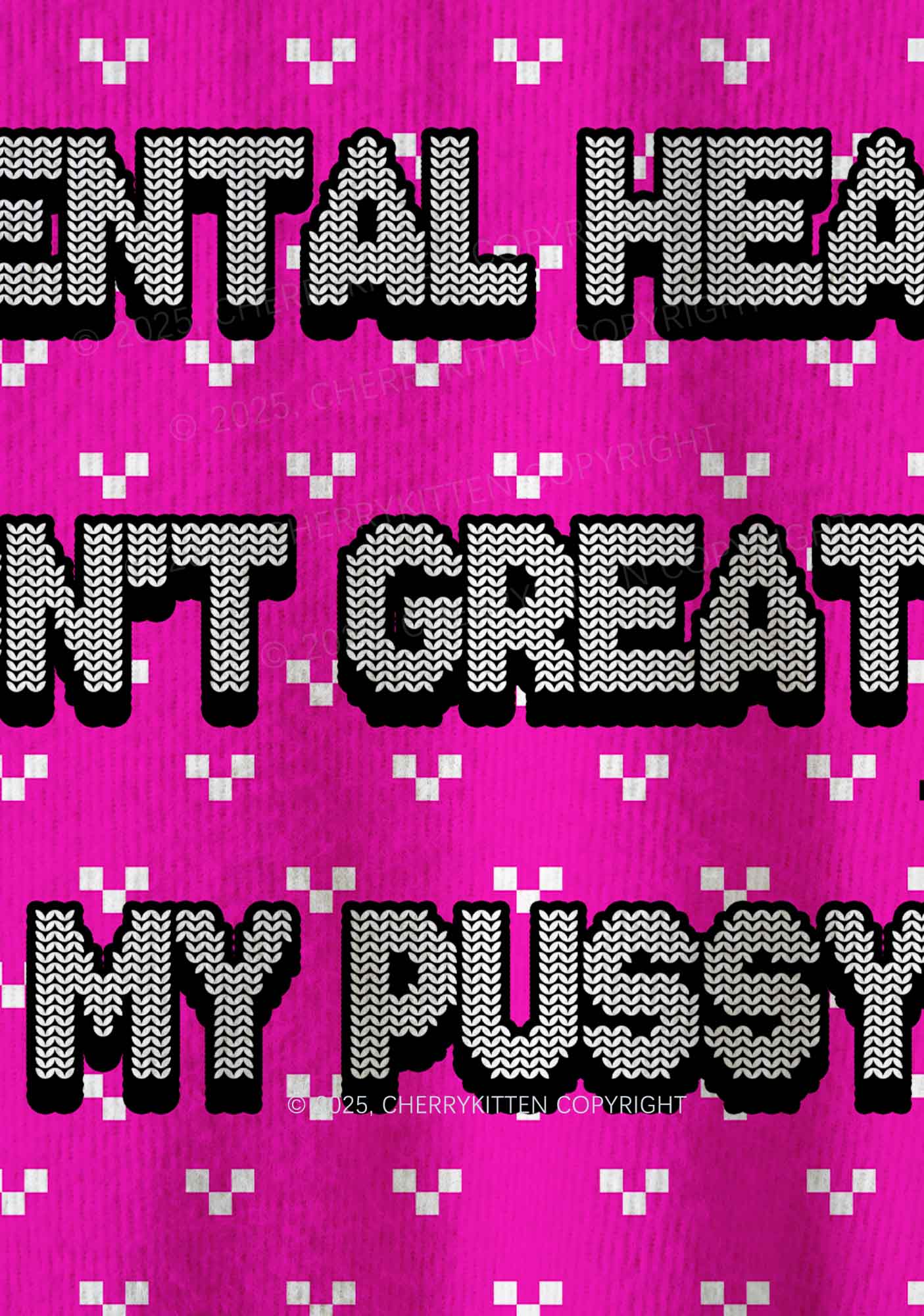 Great Mental Health Y2K Christmas Knit Sweatshirt Cherrykitten - Image 4