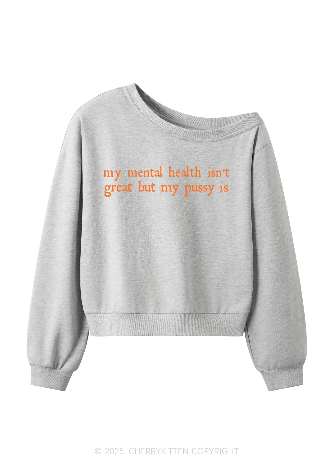 Great Mental Health Y2K Off Shoulder Sweatshirts Cherrykitten - Image 4