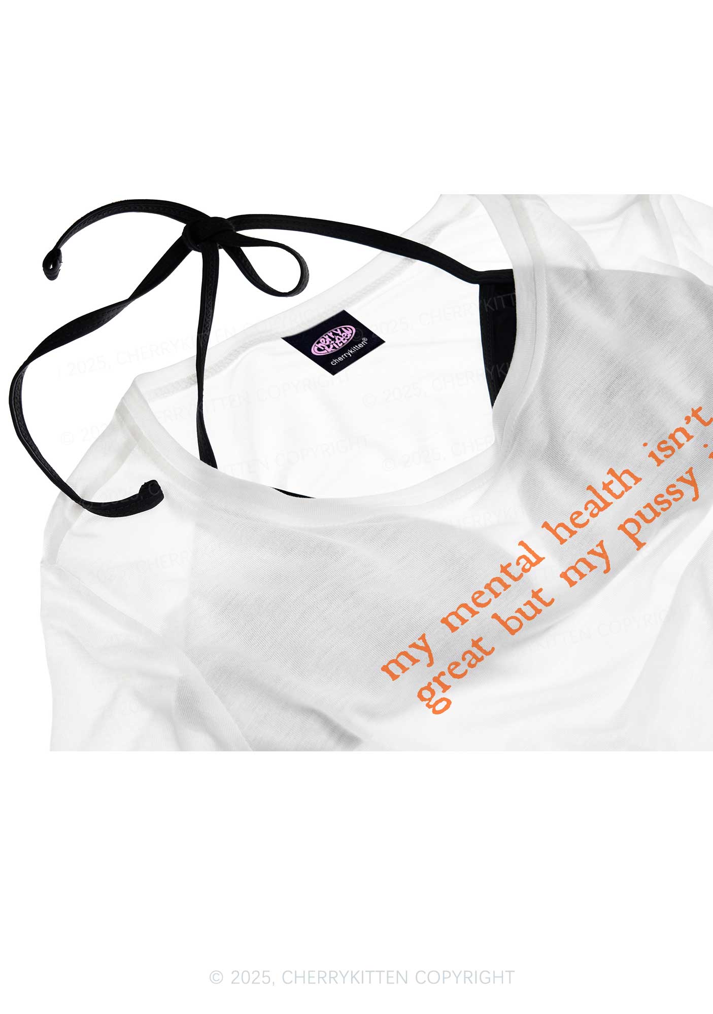 Great Mental Health Y2K Sheer Crop Tee Cherrykitten - Image 4