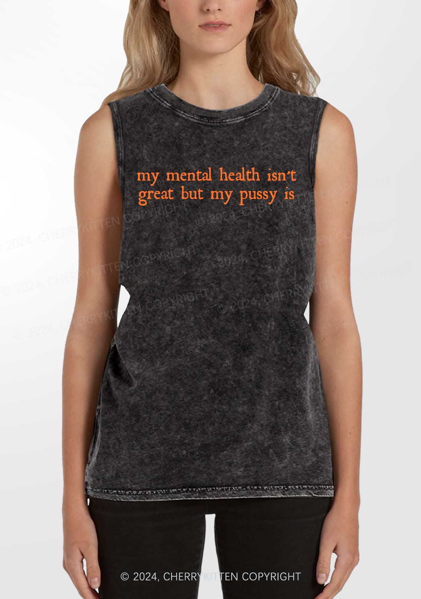 Great Mental Health Y2K Washed Tank Cherrykitten - Image 2