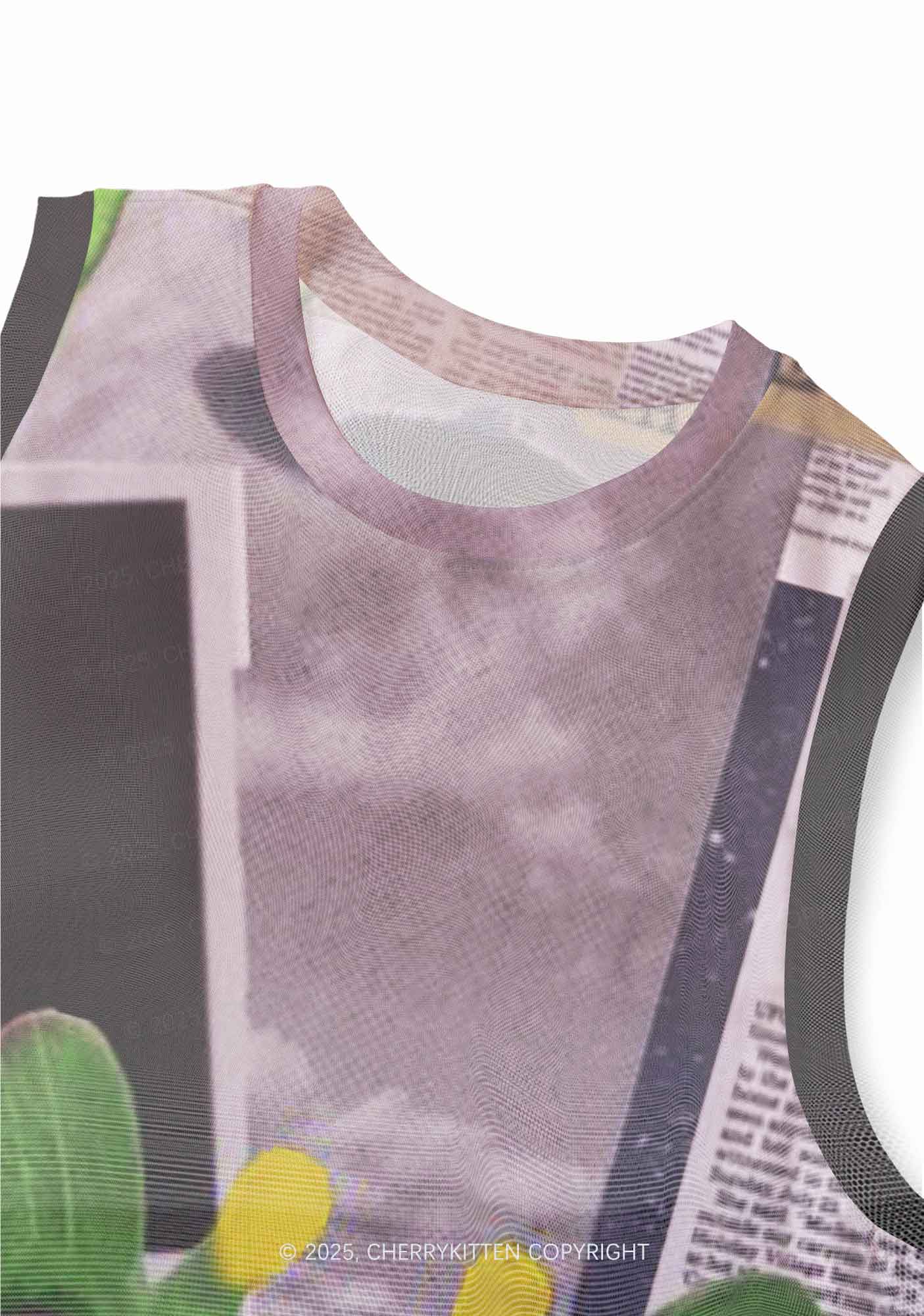 Green Alien Kitten Y2K Mesh Muscle Tank Cherrykitten - Image 3