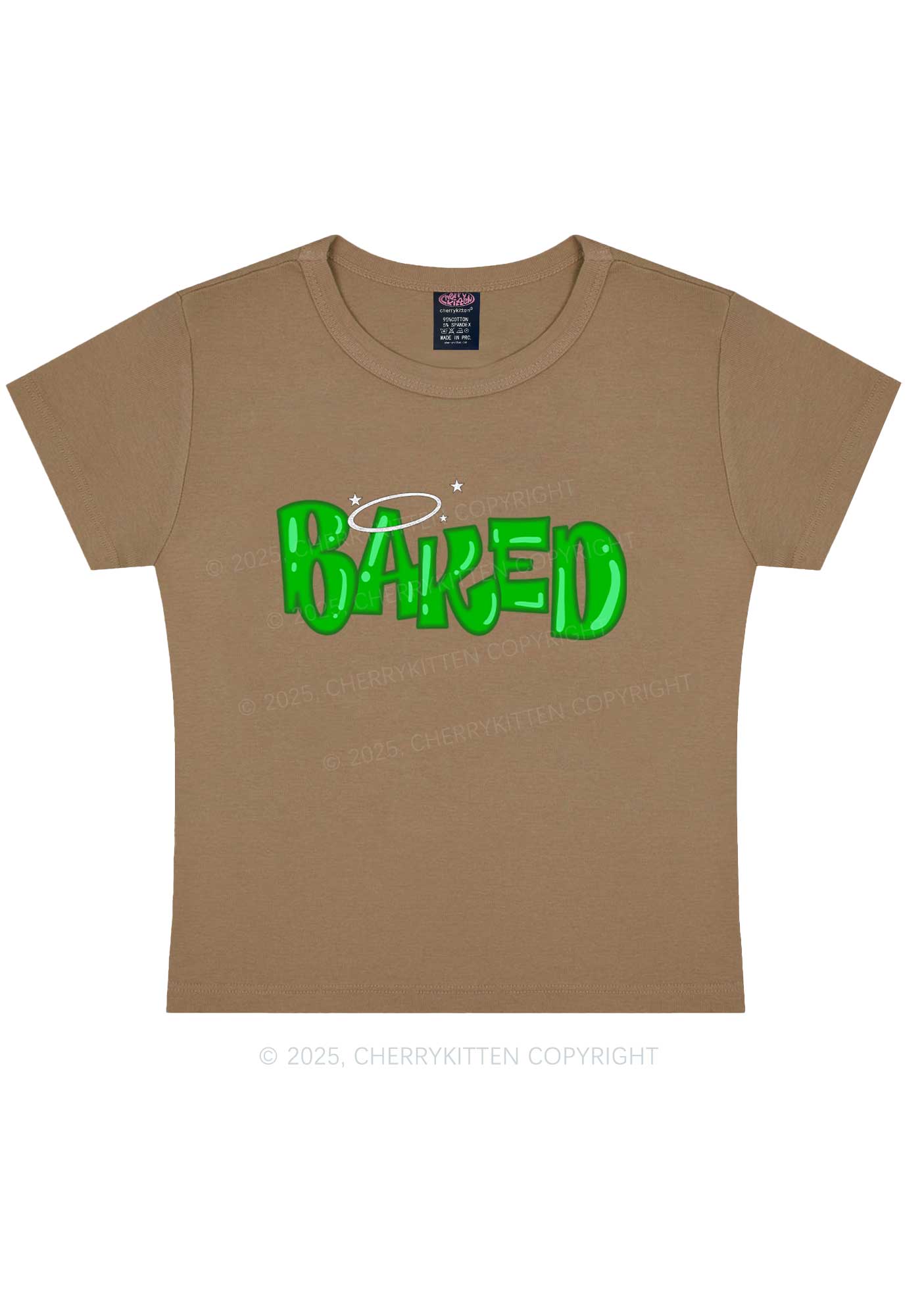 Green Baked Y2K Baby Tee Cherrykitten - Image 10