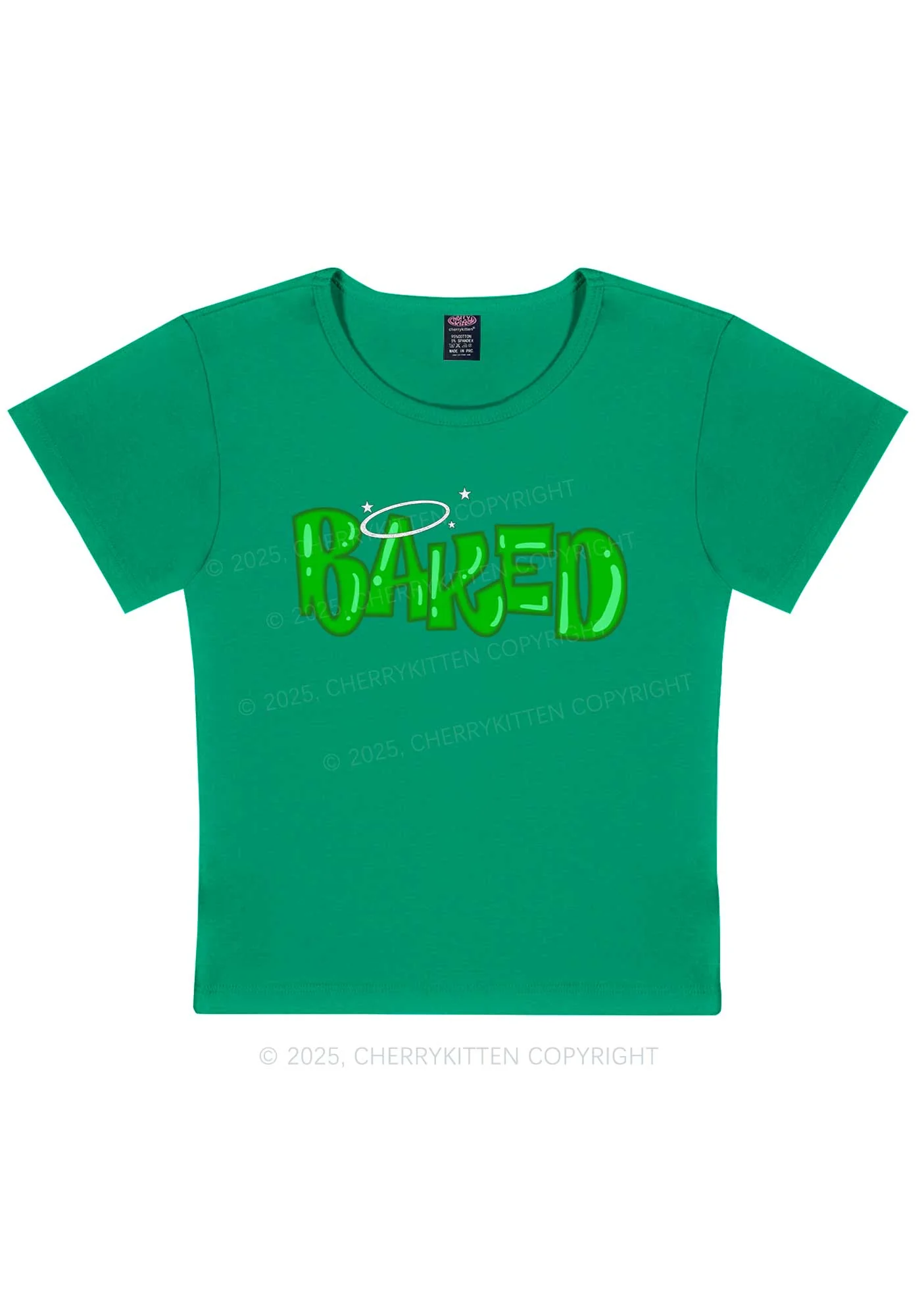 Green Baked Y2K Baby Tee Cherrykitten - Image 11