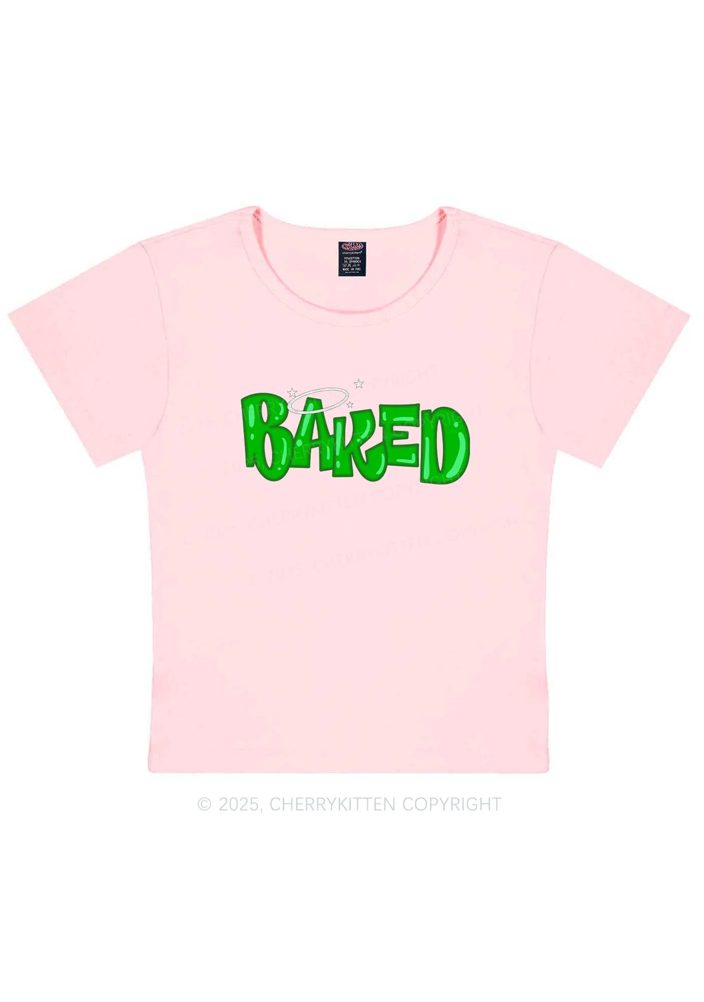 Green Baked Y2K Baby Tee Cherrykitten - Image 13