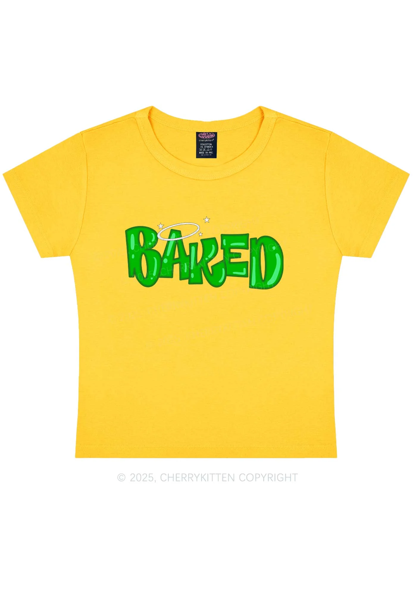 Green Baked Y2K Baby Tee Cherrykitten - Image 4