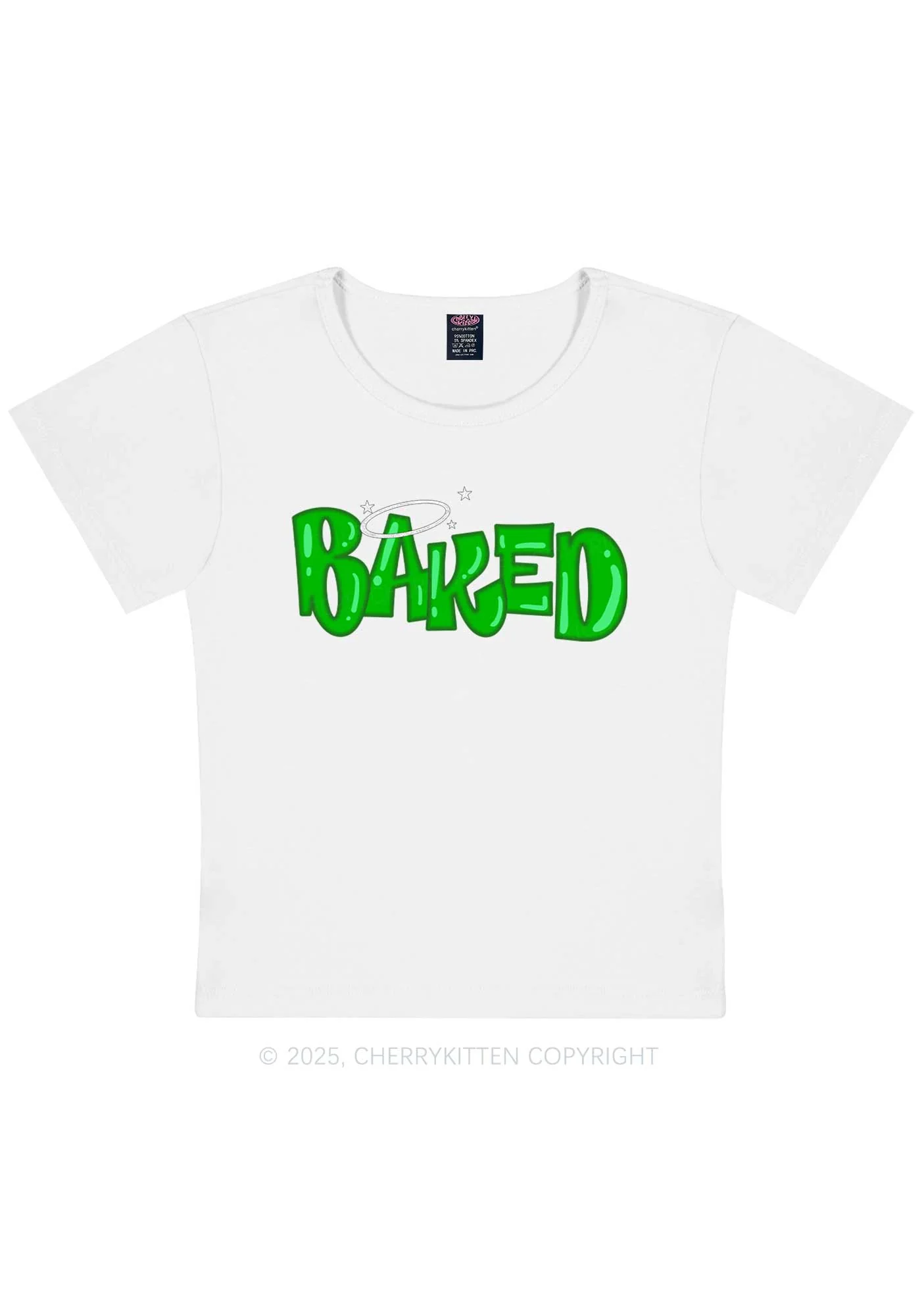 Green Baked Y2K Baby Tee Cherrykitten - Image 5