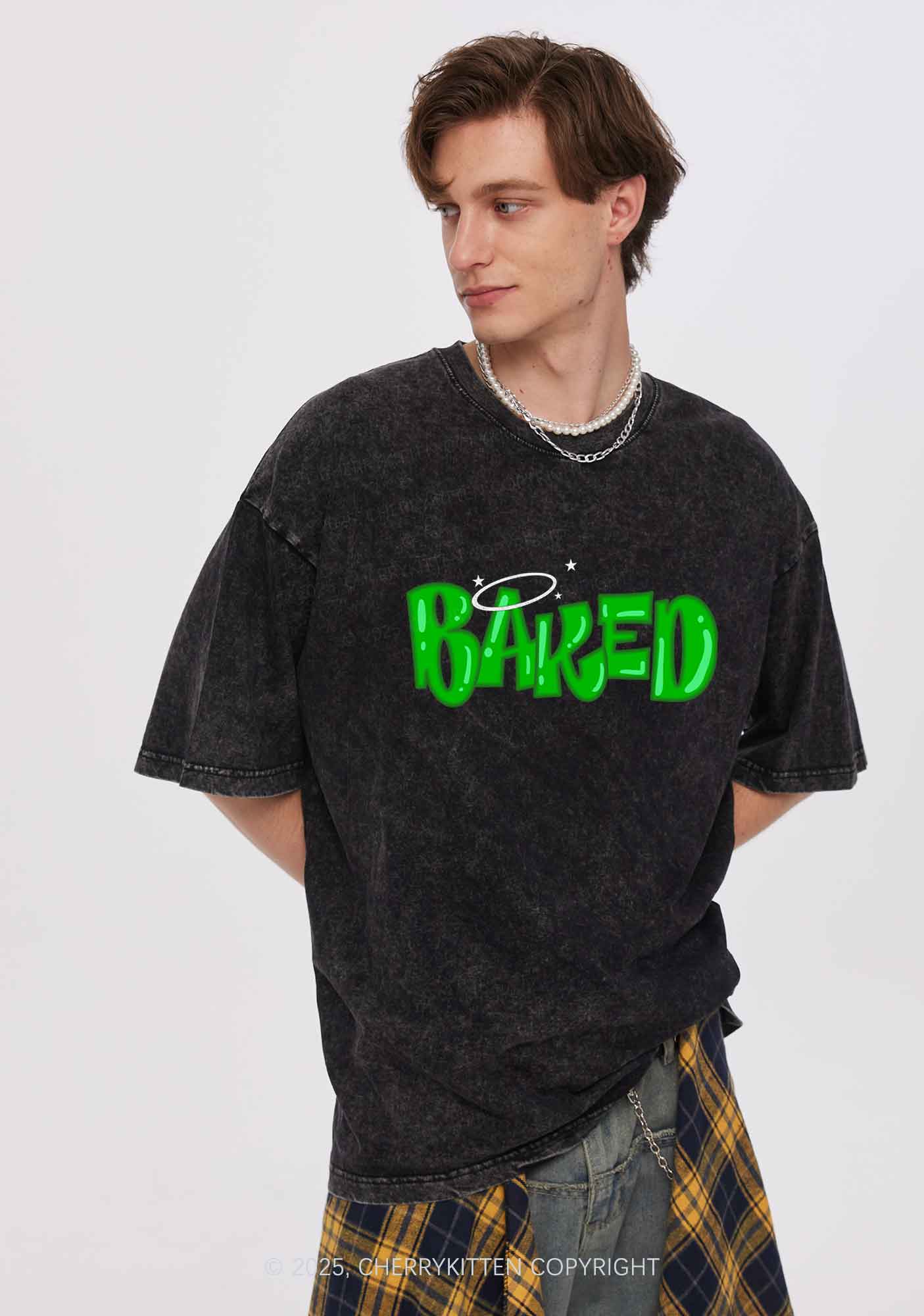Green Baked Y2K Washed Tee Cherrykitten - Image 2
