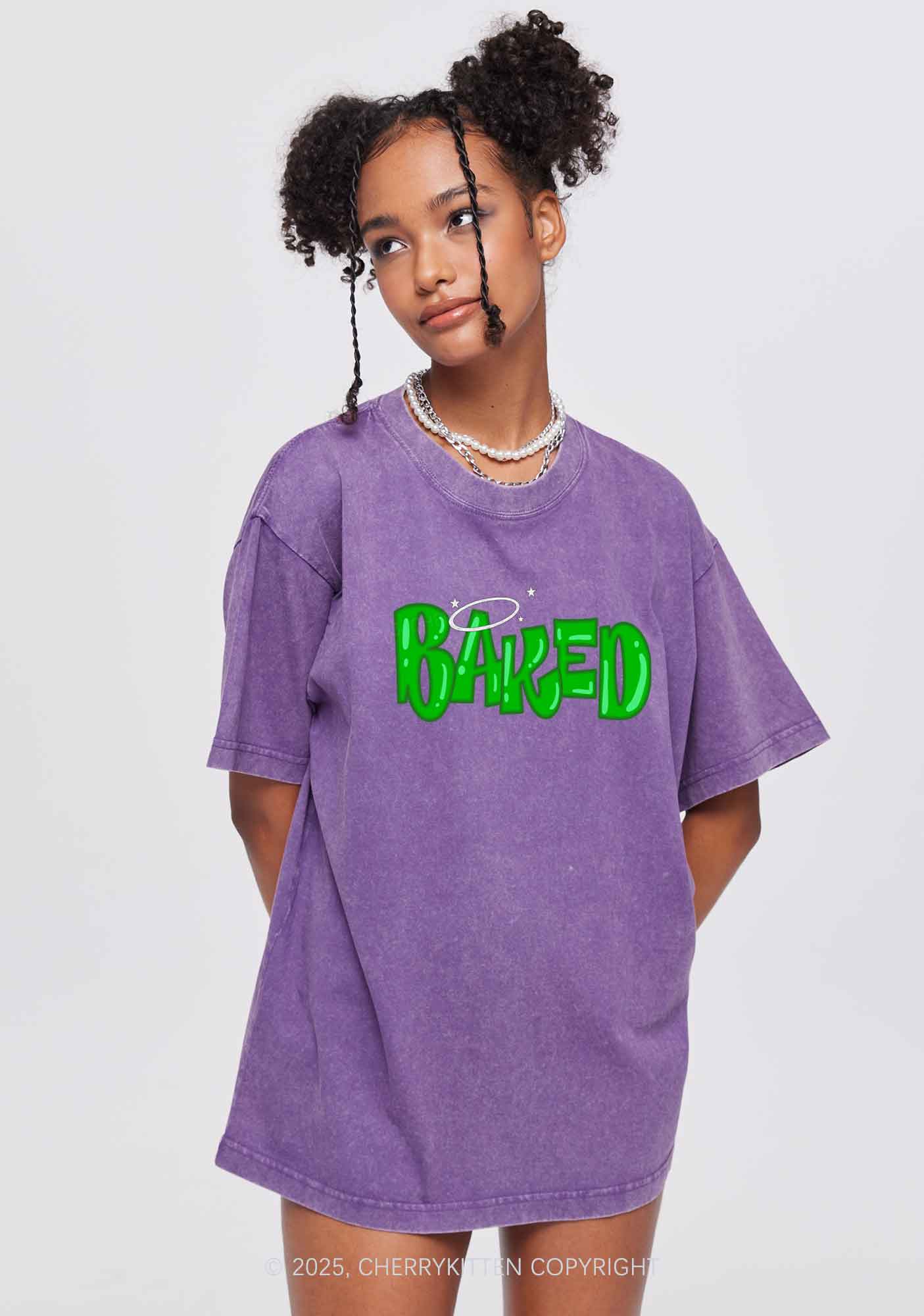 Green Baked Y2K Washed Tee Cherrykitten - Image 3