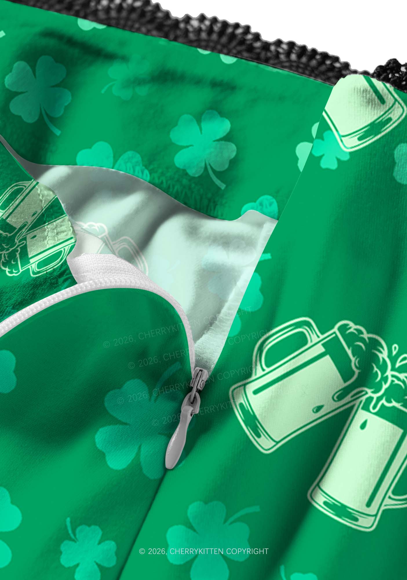 Green Beer Clover St Patricks Y2K Print Midi Skirt Cherrykitten - Image 3