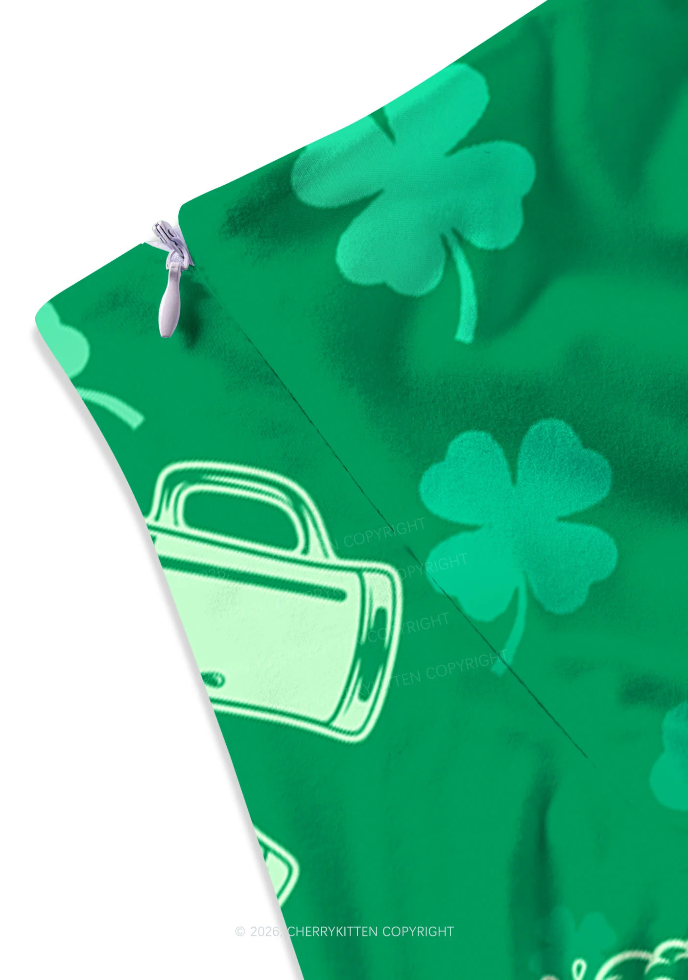 Green Beer Clover St Patricks Y2K Print Mini Skirt Cherrykitten - Image 3
