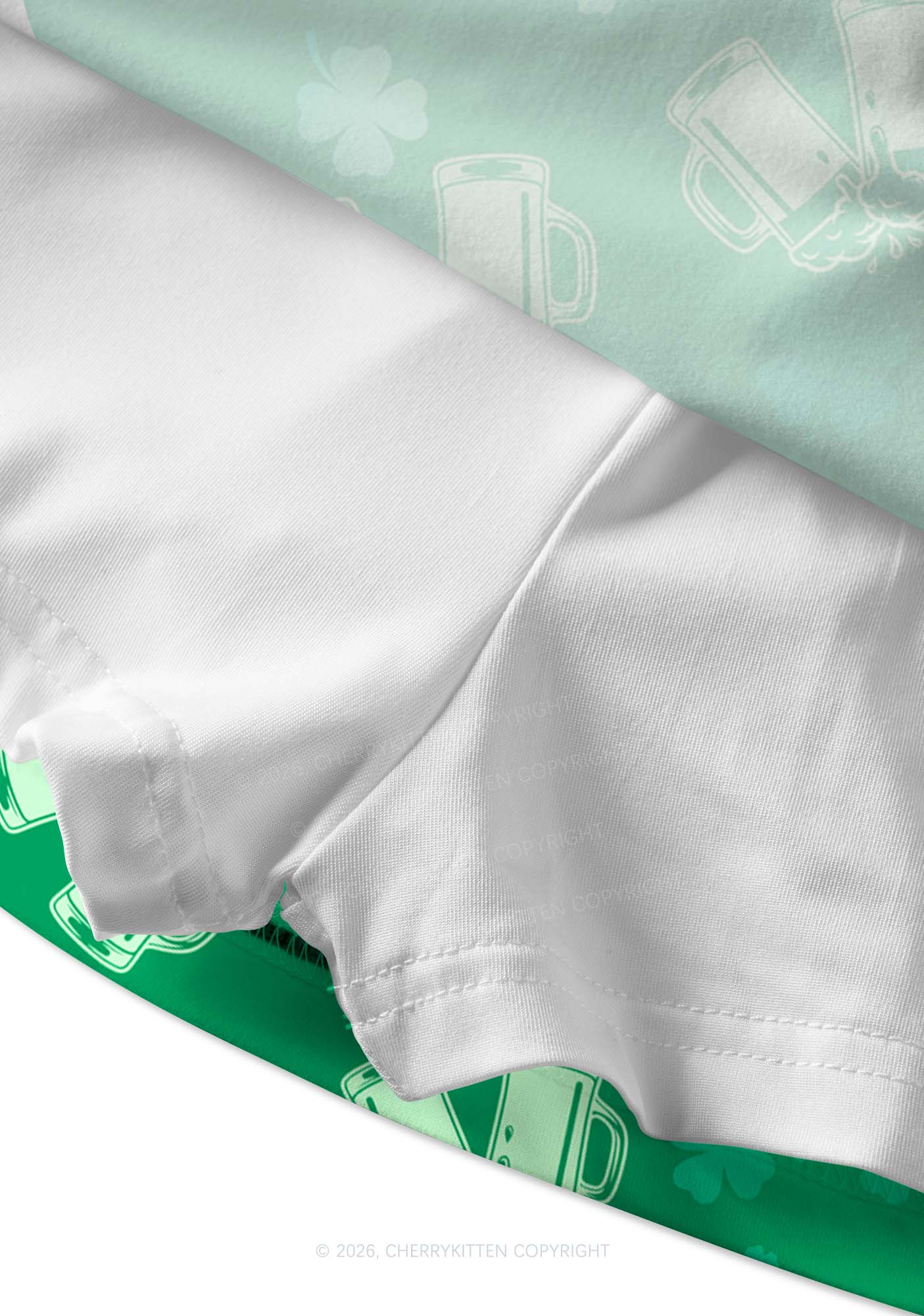 Green Beer Clover St Patricks Y2K Print Mini Skirt Cherrykitten - Image 4