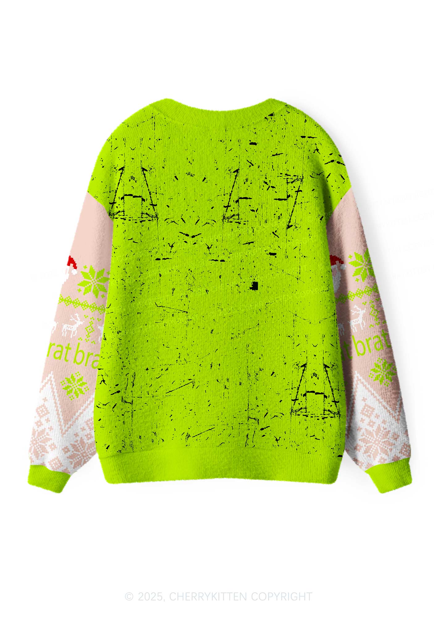 Green Bikini Santa Y2K Christmas Cardigan Knit Sweatshirt Cherrykitten - Image 2