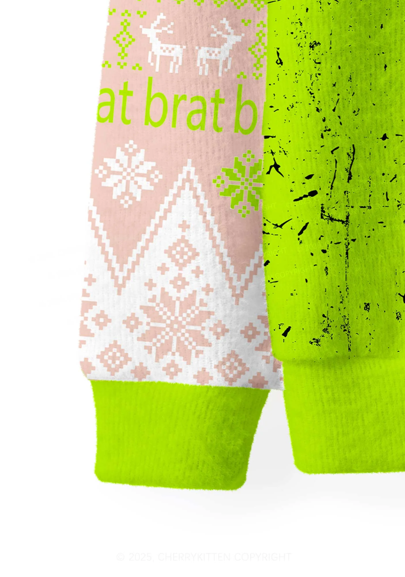 Green Bikini Santa Y2K Christmas Cardigan Knit Sweatshirt Cherrykitten - Image 6