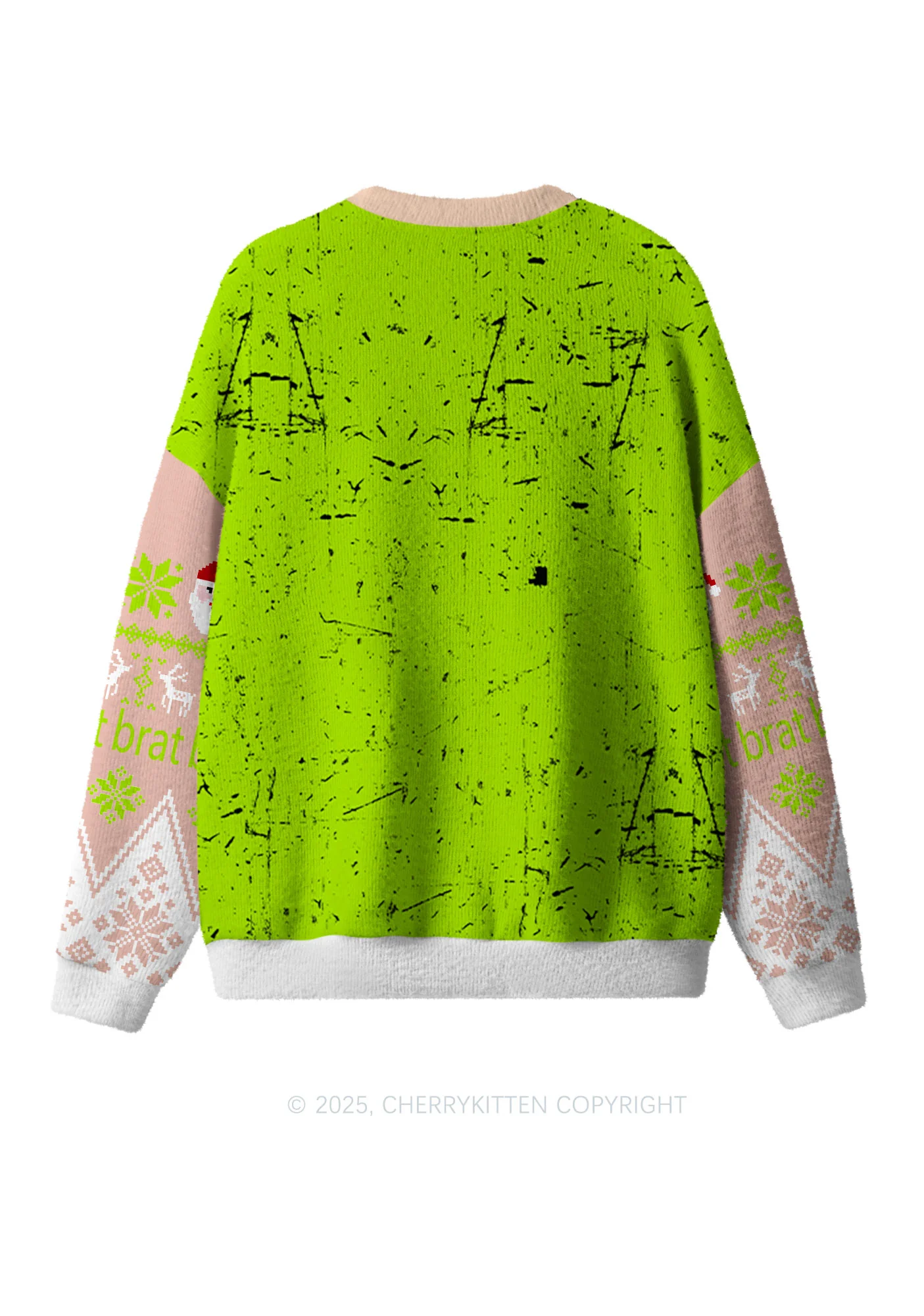 Green Bikini Santa Y2K Christmas Knit Sweatshirt Cherrykitten - Image 2