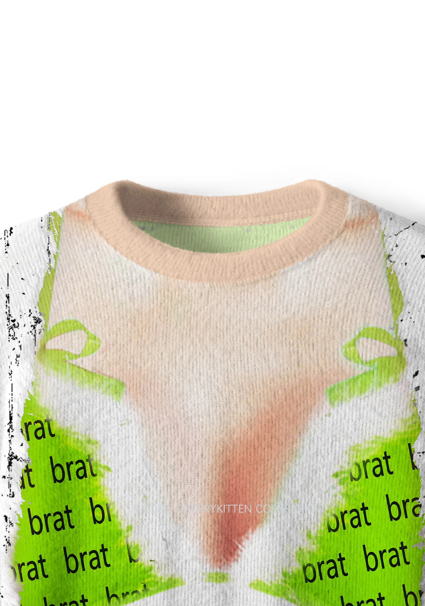 Green Bikini Santa Y2K Christmas Knit Sweatshirt Cherrykitten - Image 4