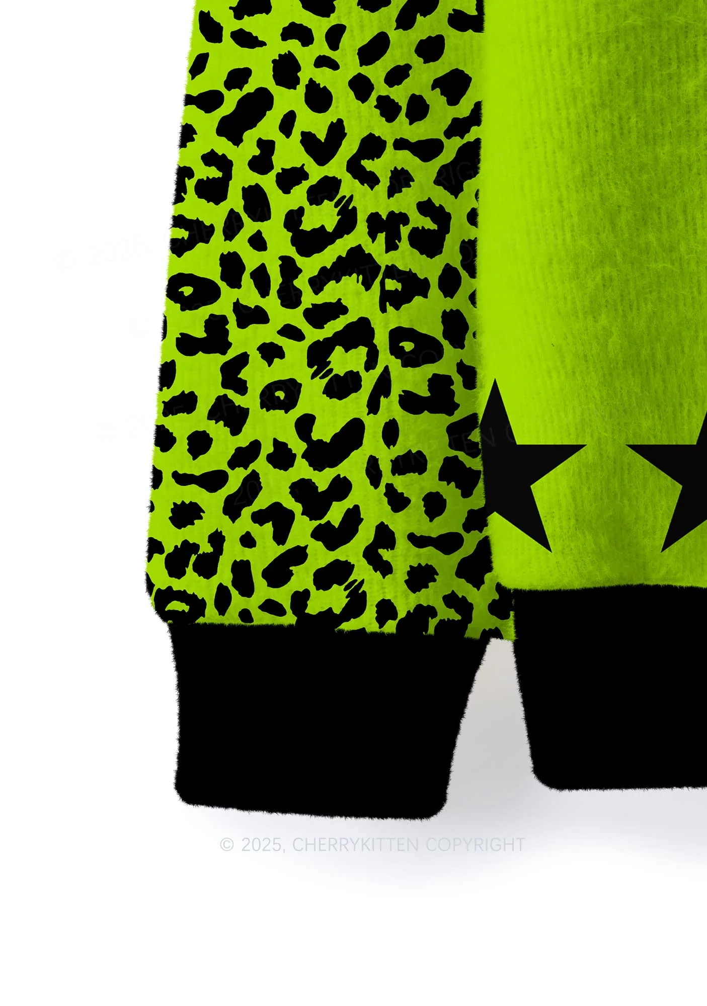 Green Brat Star Y2K Christmas Knit Sweatshirt Cherrykitten - Image 4