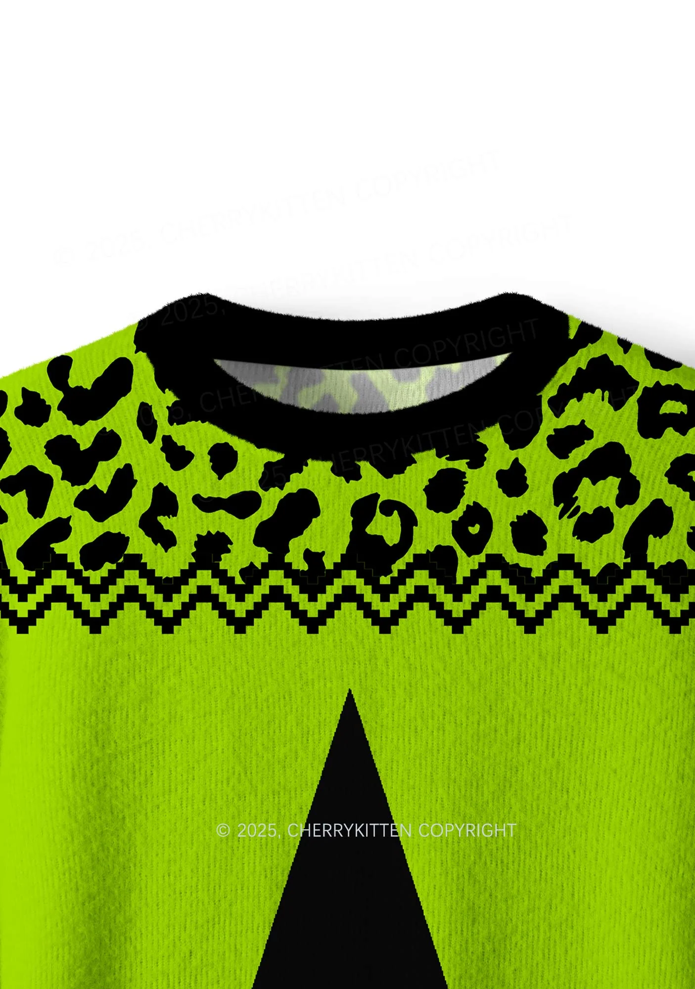 Green Brat Star Y2K Christmas Knit Sweatshirt Cherrykitten - Image 5