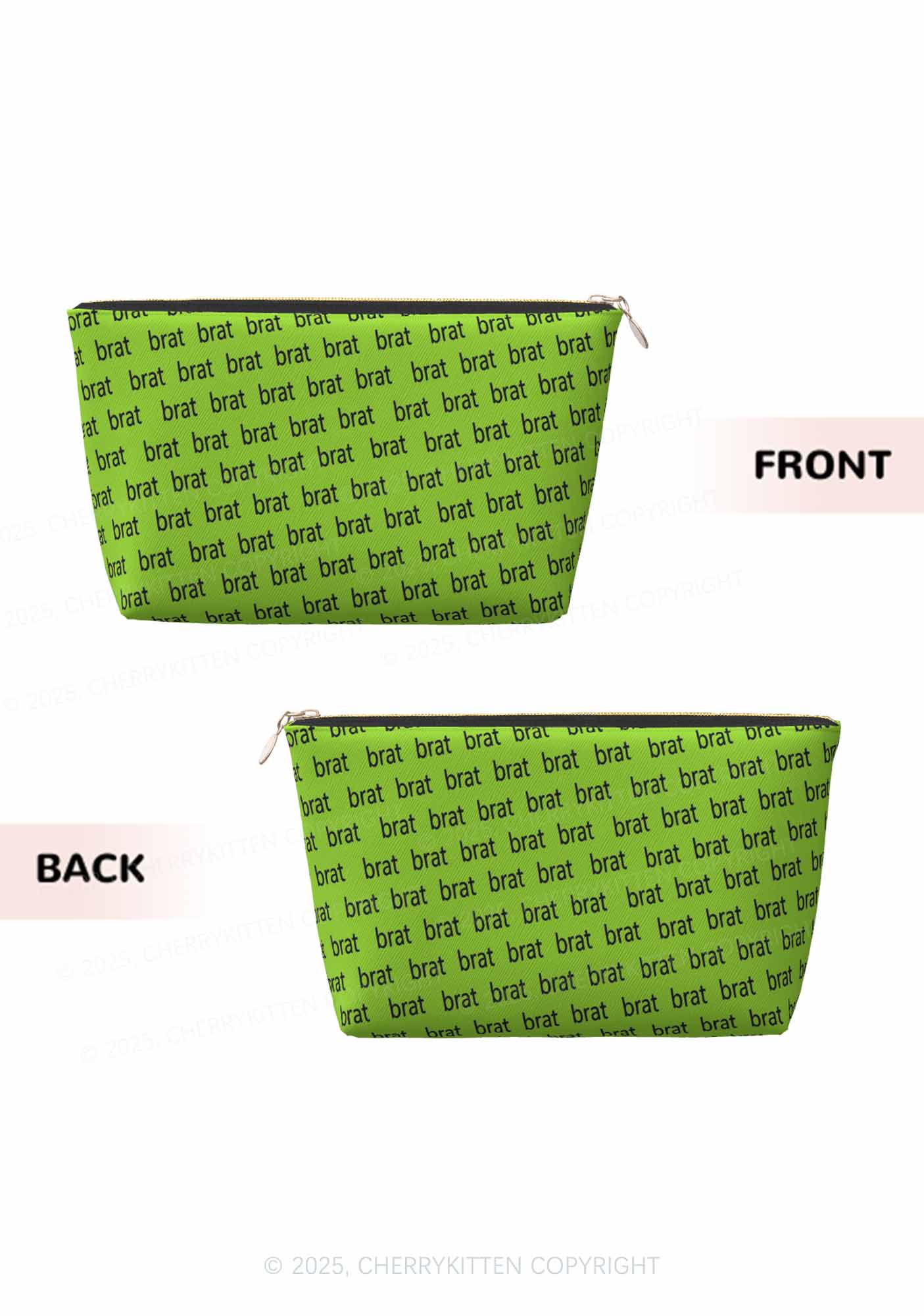 Green Brat Summer Y2K Leather Makeup Bag Cherrykitten - Image 2