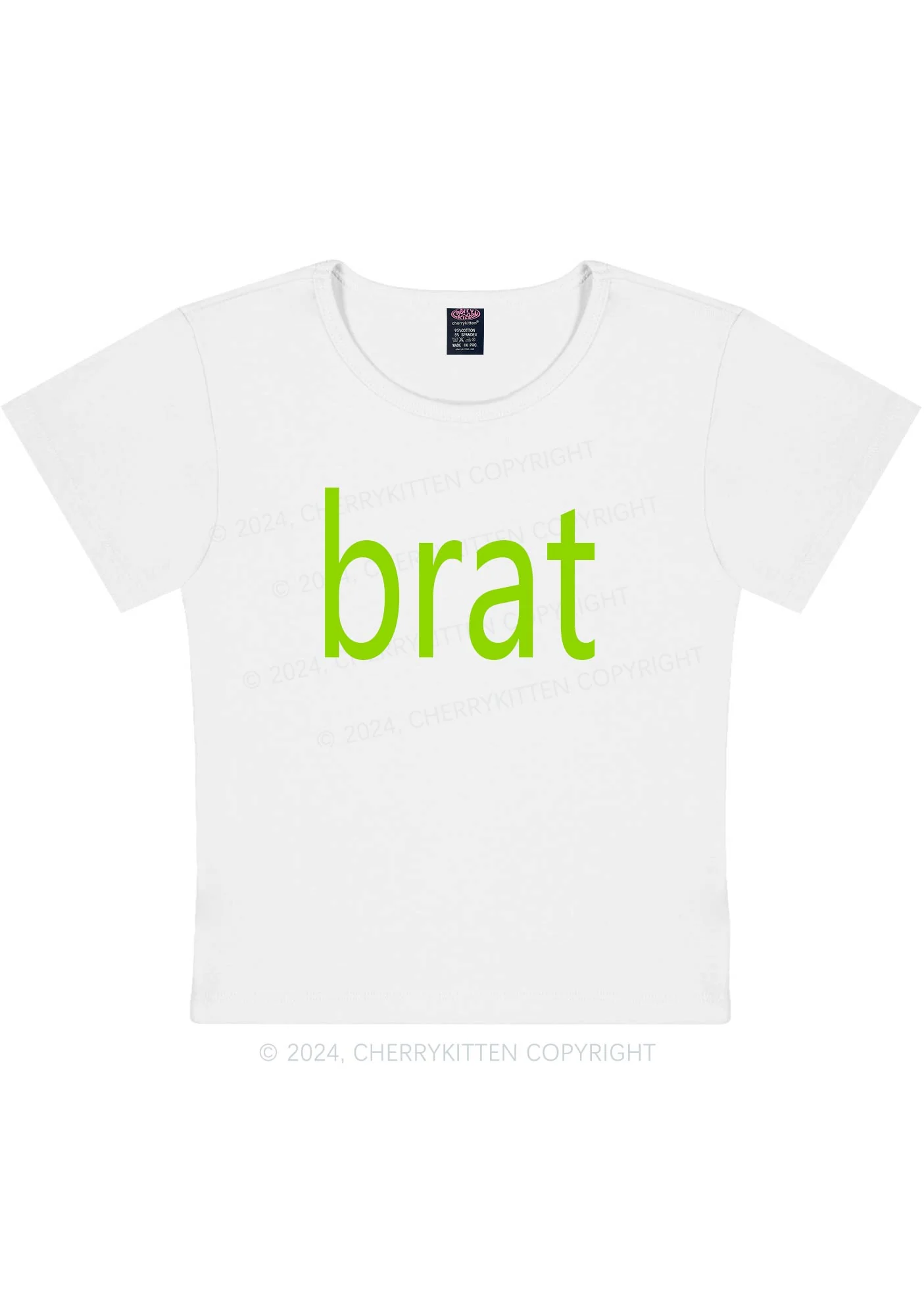 Green Brat Y2K Baby Tee Cherrykitten - Image 4