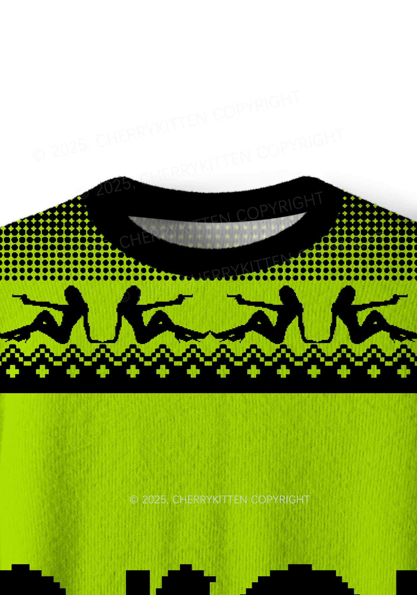 Green Brat Y2K Christmas Knit Sweatshirt Cherrykitten - Image 5
