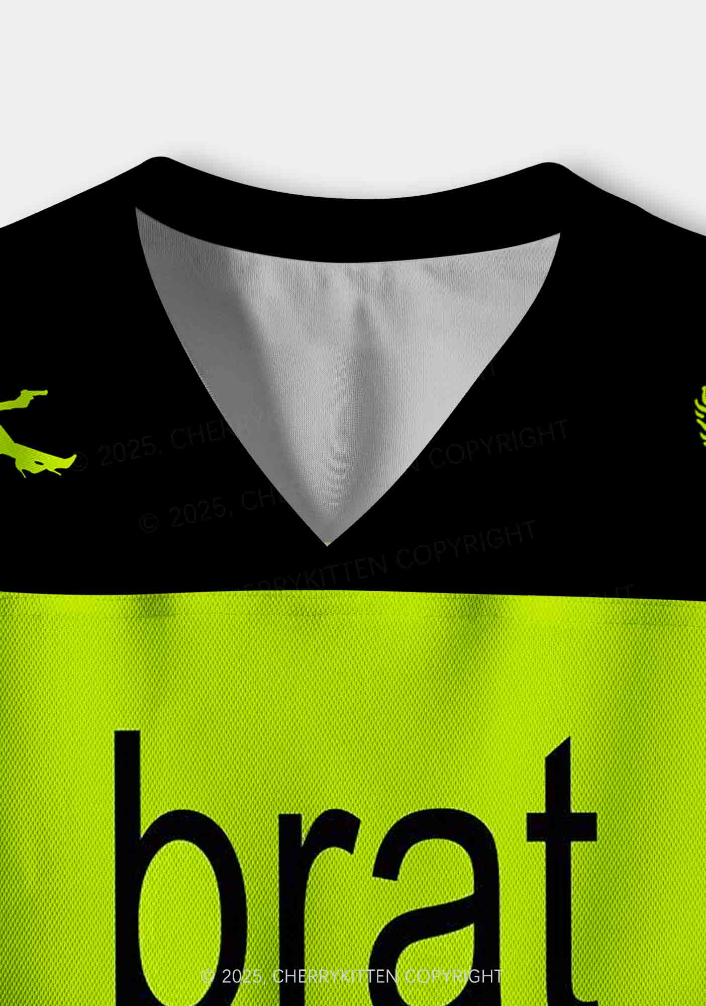 Green Brat Y2K Crop Sport Jersey Shirts Cherrykitten - Image 3