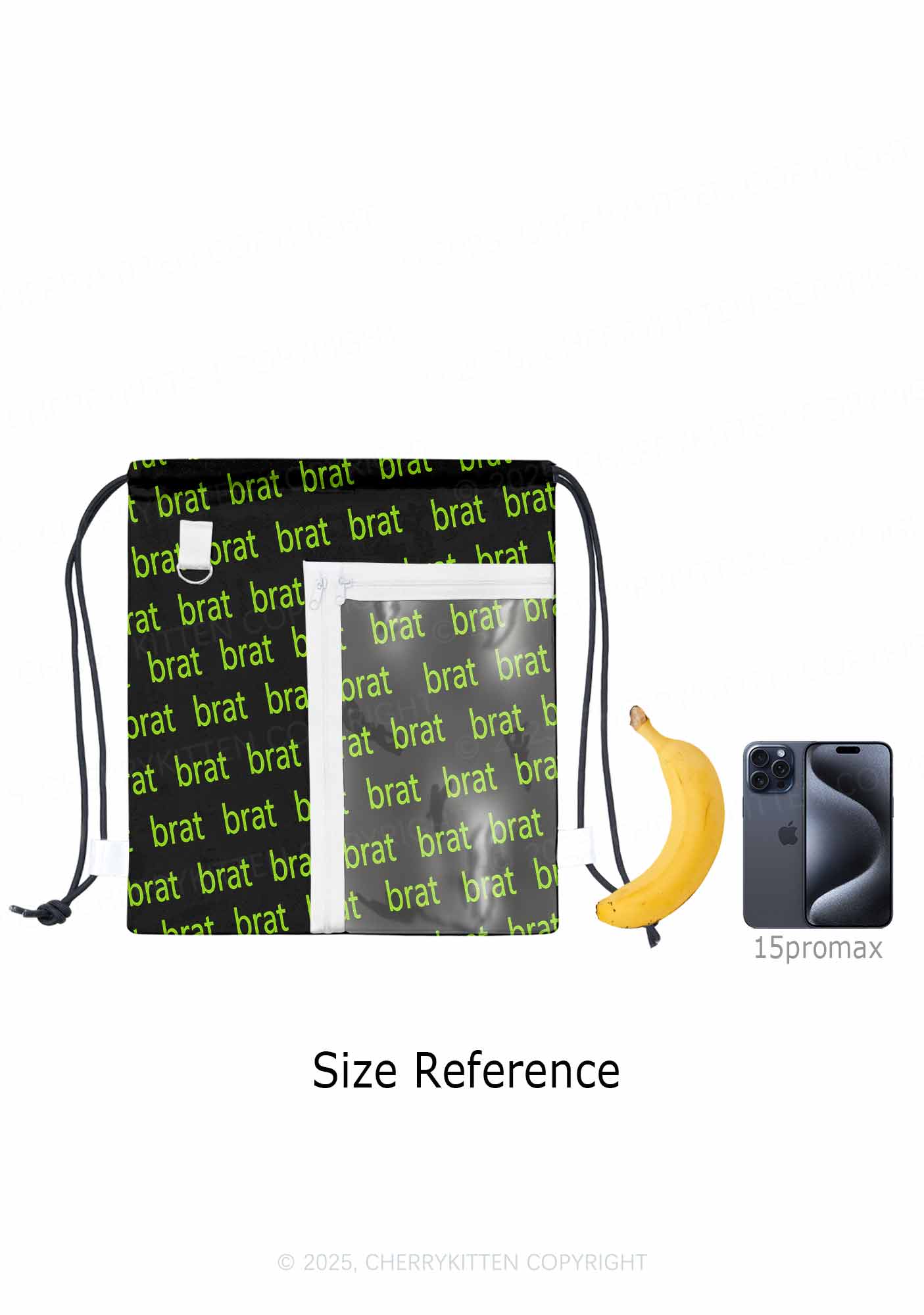Green Brat Y2K Drawstring Itabag Backpack Cherrykitten - Image 5