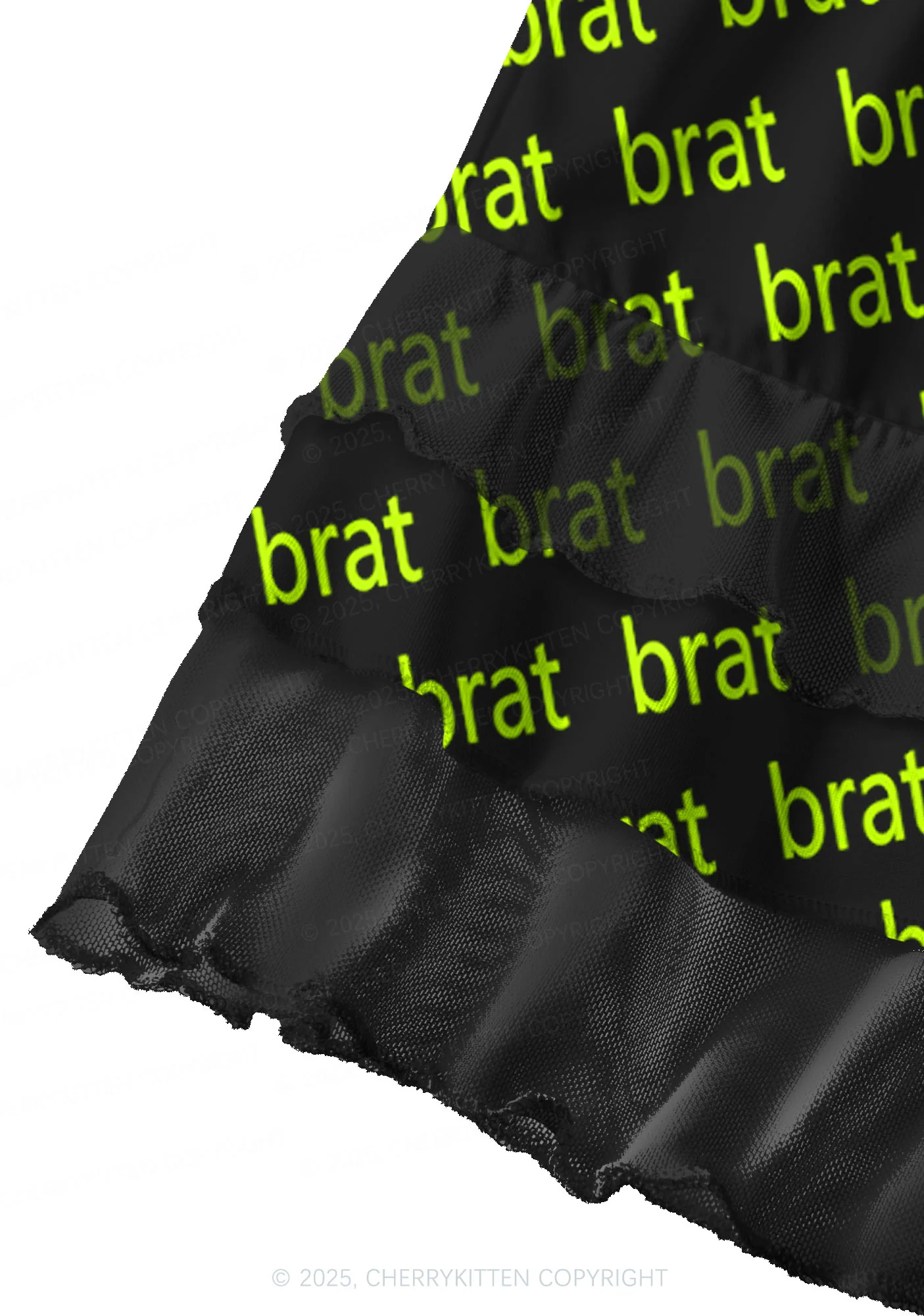 Green Brat Y2K Print Mini Layered Skirt Cherrykitten - Image 3