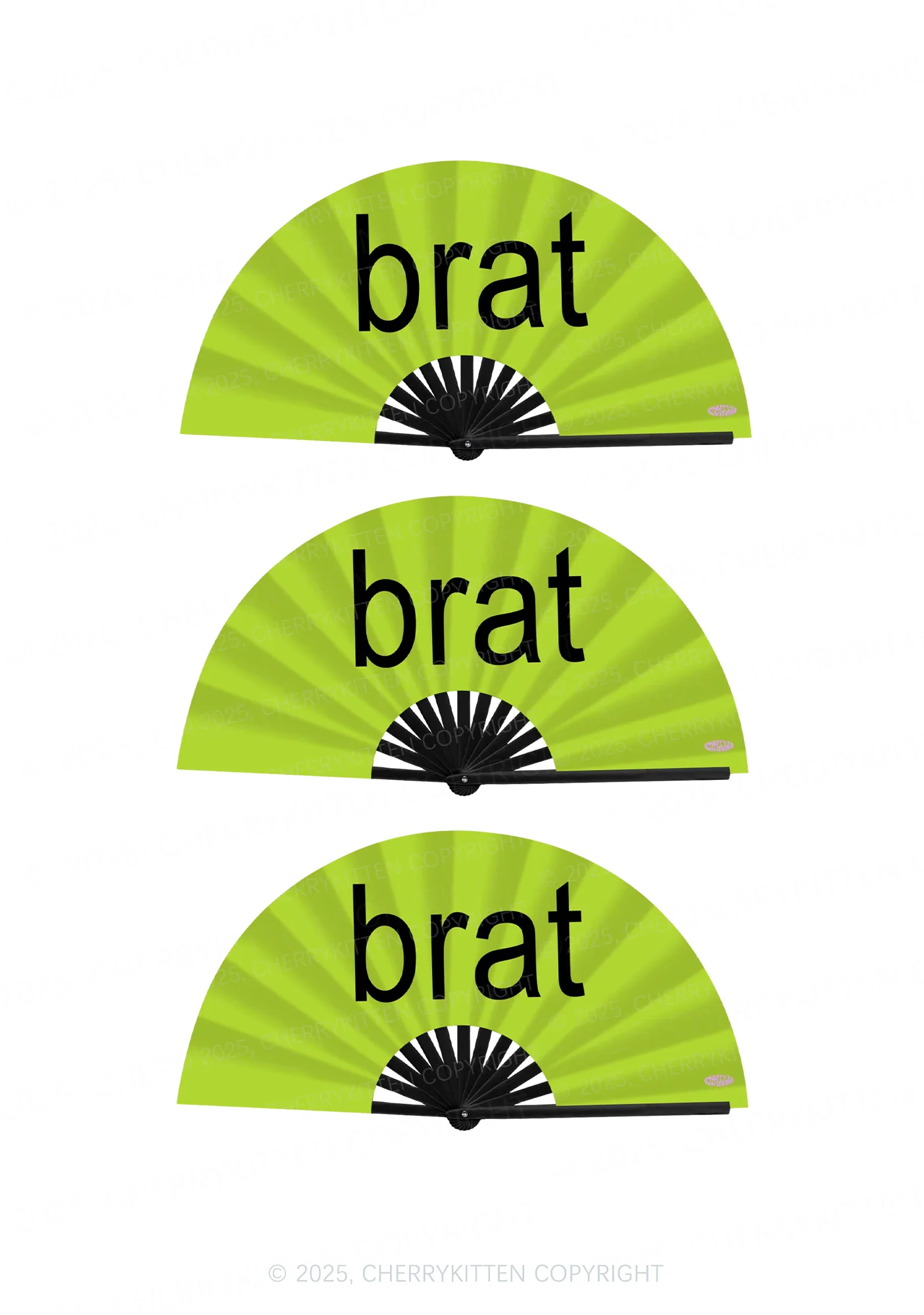 Green Brat Y2K Rave Hand Fan Cherrykitten - Image 3