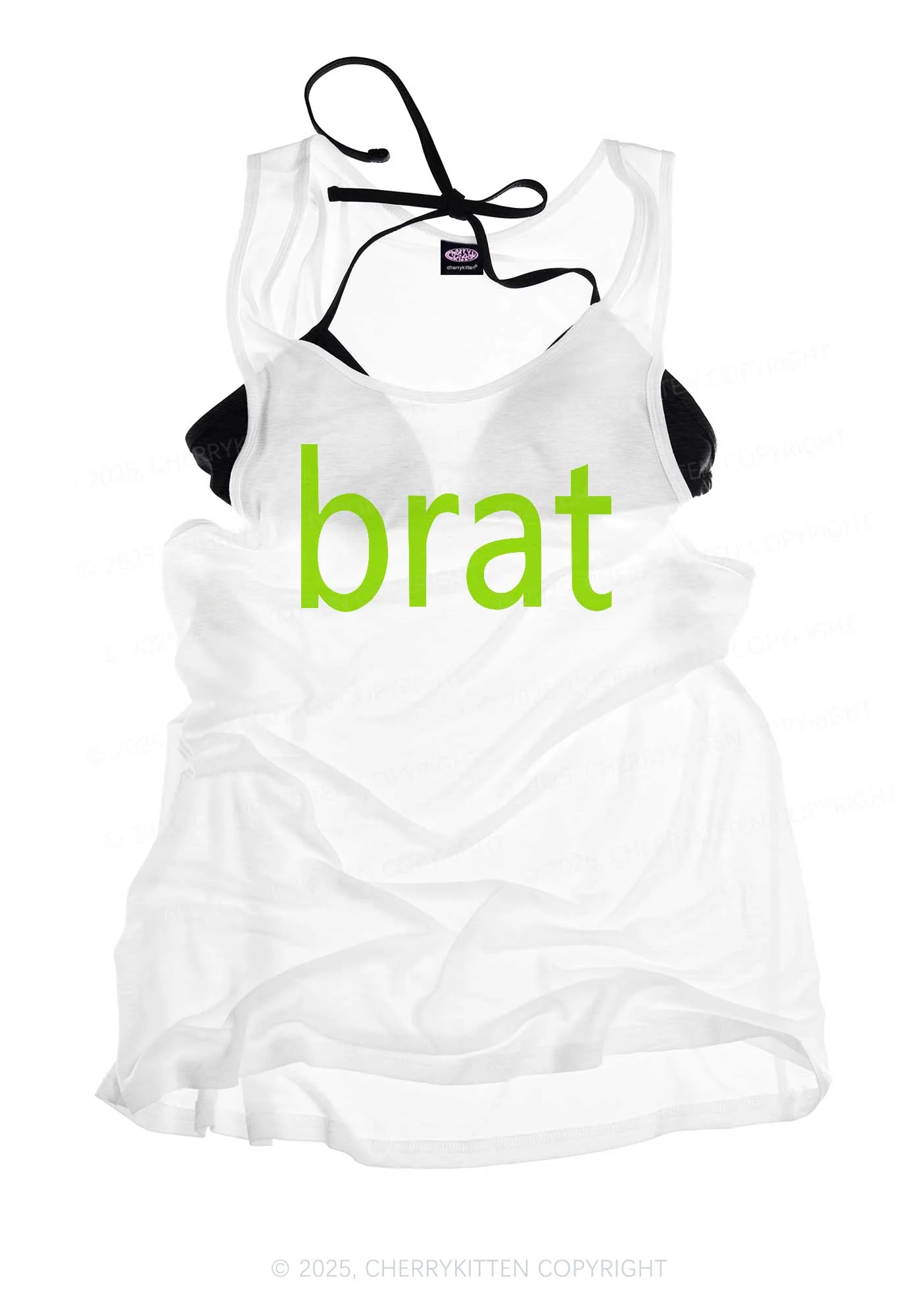 Green Brat Y2K Sheer Boyfriend Tank Cherrykitten - Image 3