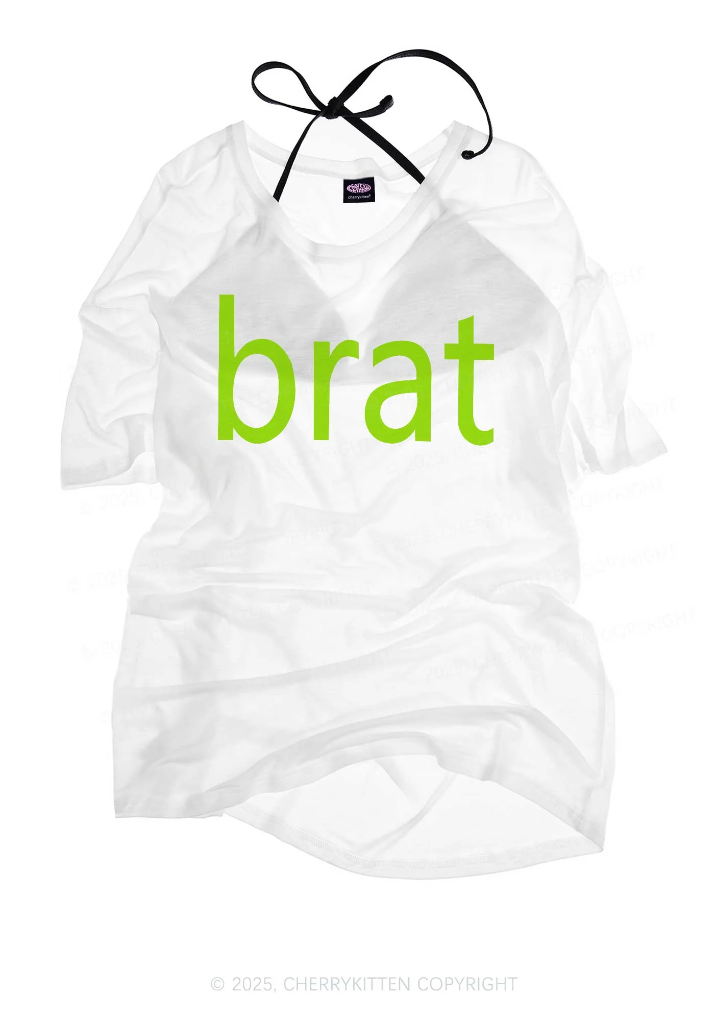 Green Brat Y2K Sheer Boyfriend Tee Cherrykitten - Image 3