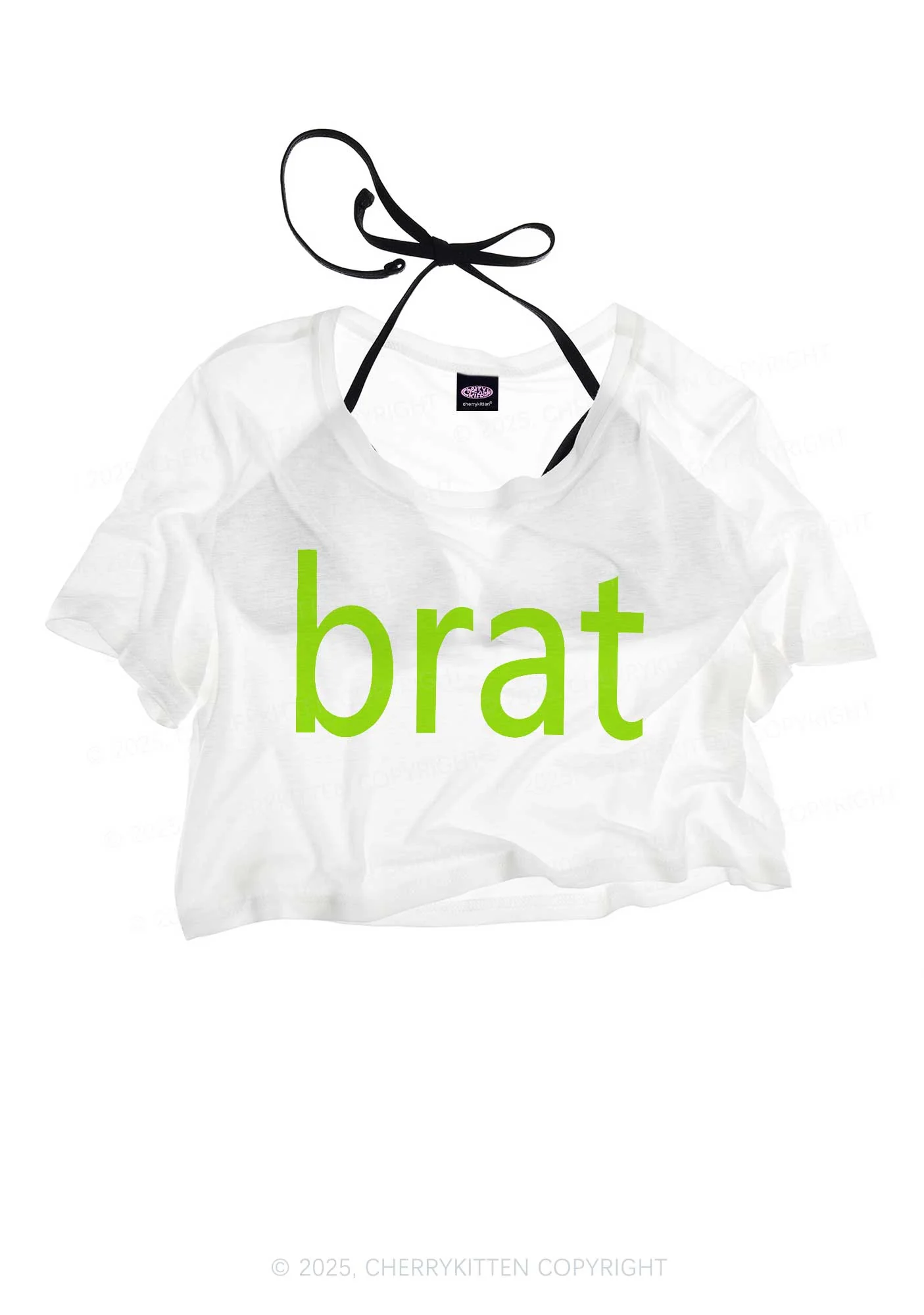 Green Brat Y2K Sheer Crop Tee Cherrykitten - Image 3