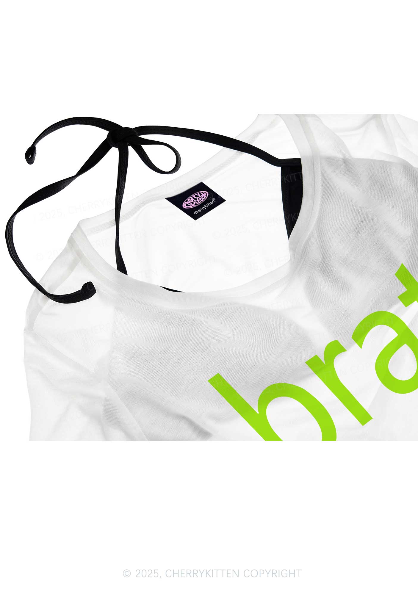Green Brat Y2K Sheer Boyfriend Tee Cherrykitten - Image 4