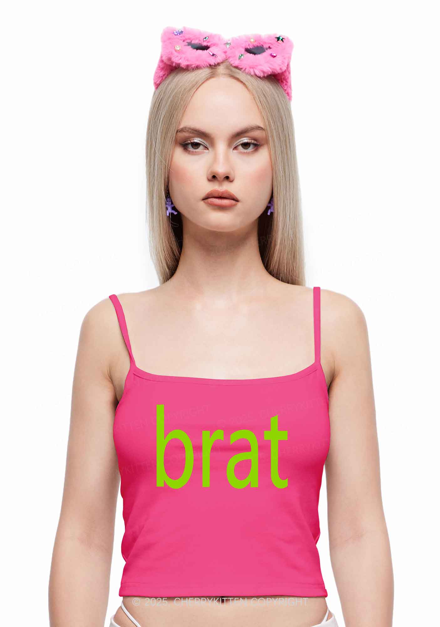 Green Brat Y2K Spaghetti Strap Cami Cherrykitten - Image 2