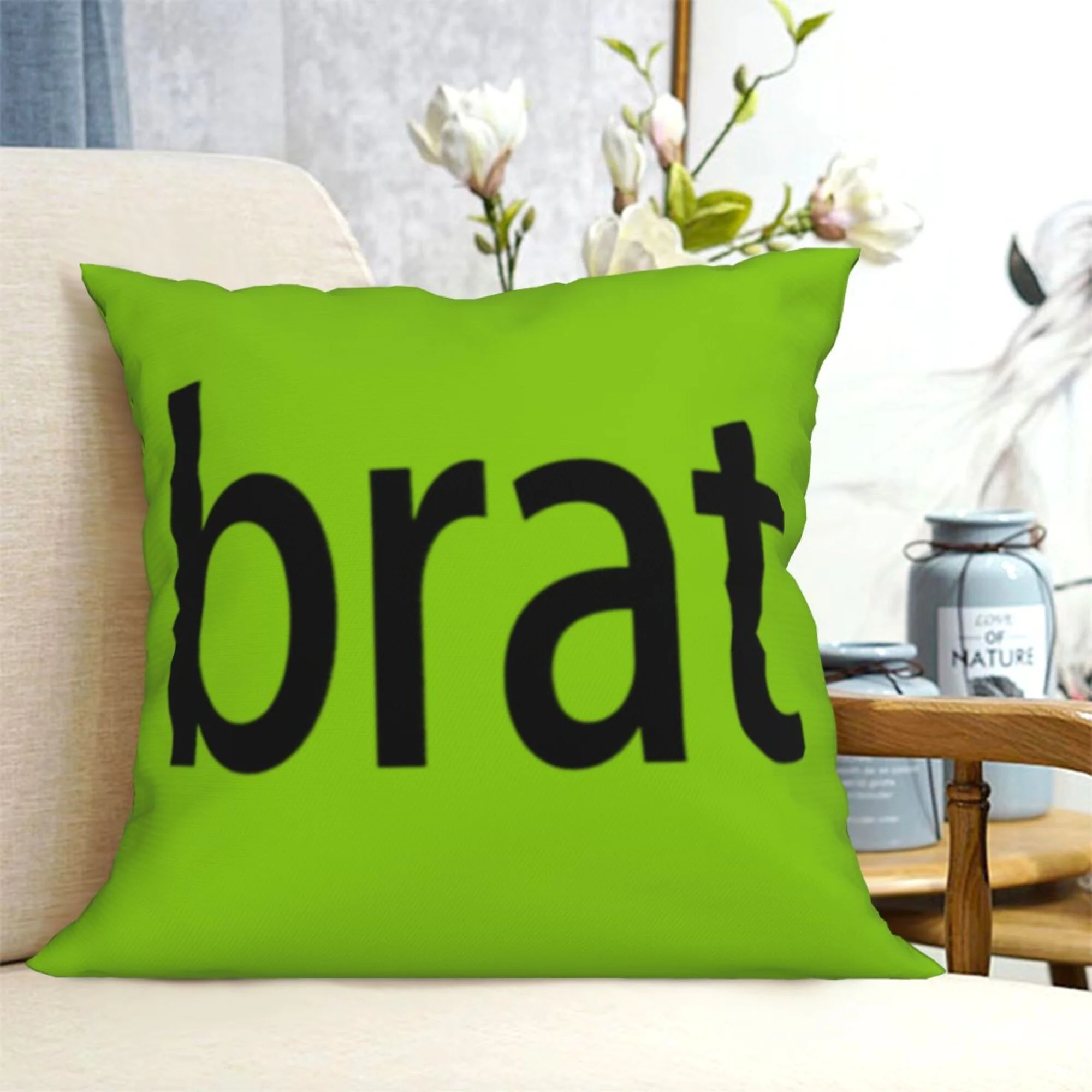 Green Brat Y2K Throw Pillow Cover Cherrykitten - Image 2