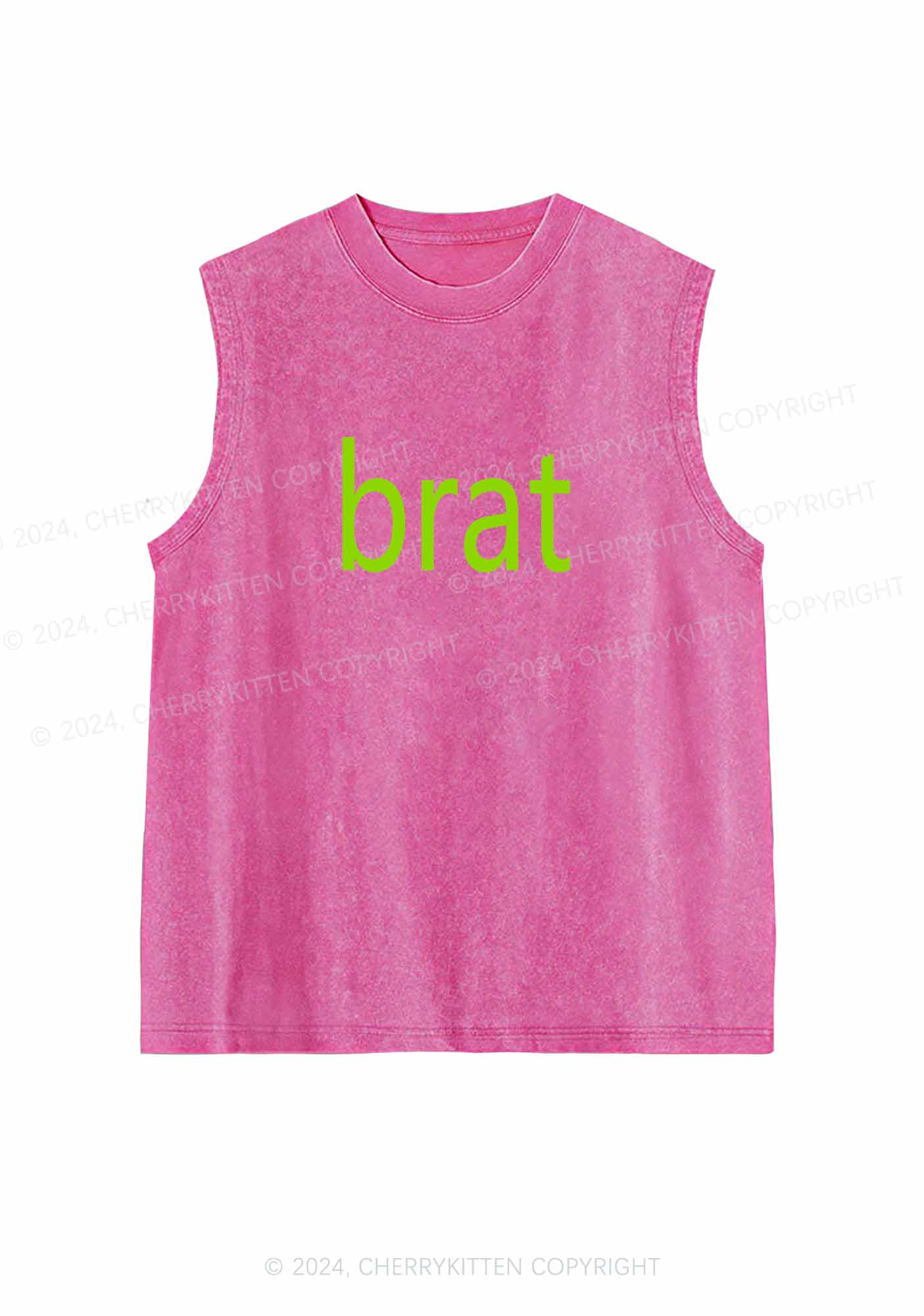 Green Brat Y2K Washed Tank Cherrykitten - Image 3