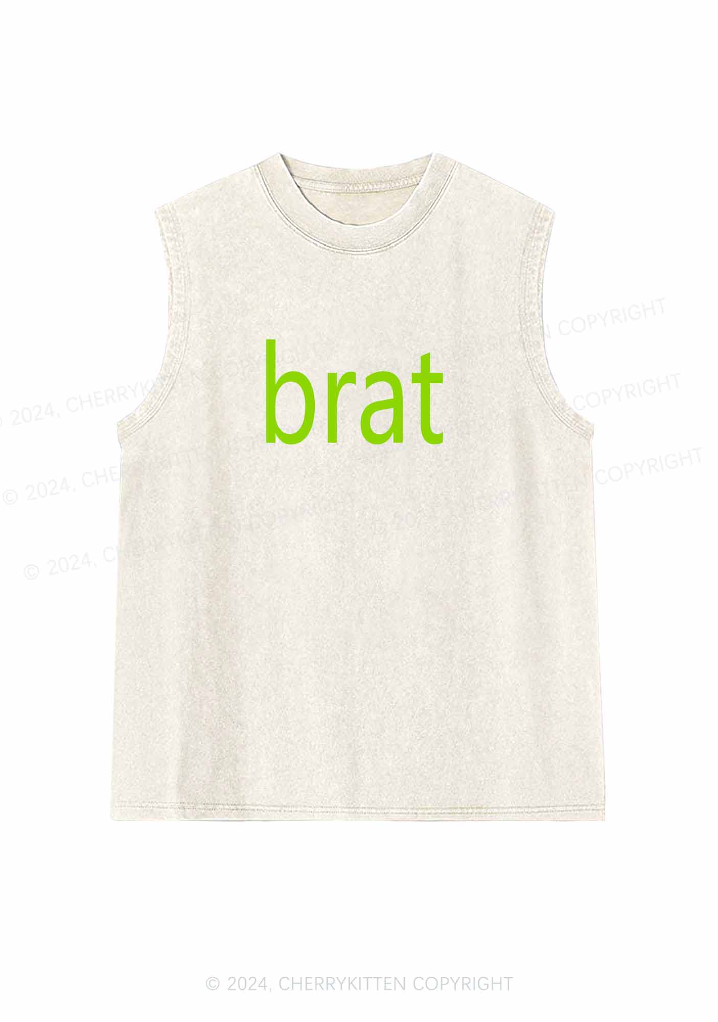 Green Brat Y2K Washed Tank Cherrykitten - Image 4