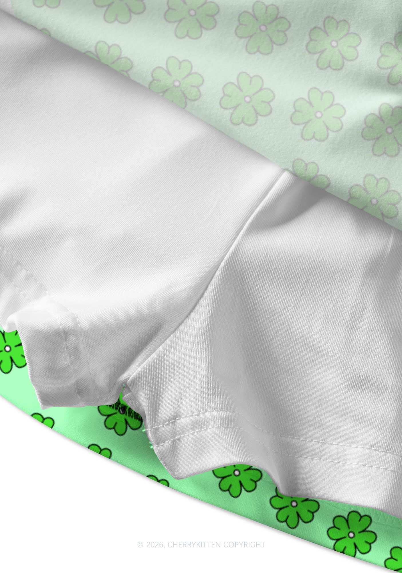 Green Clover Grid St Patricks Y2K Print Mini Skirt Cherrykitten - Image 5