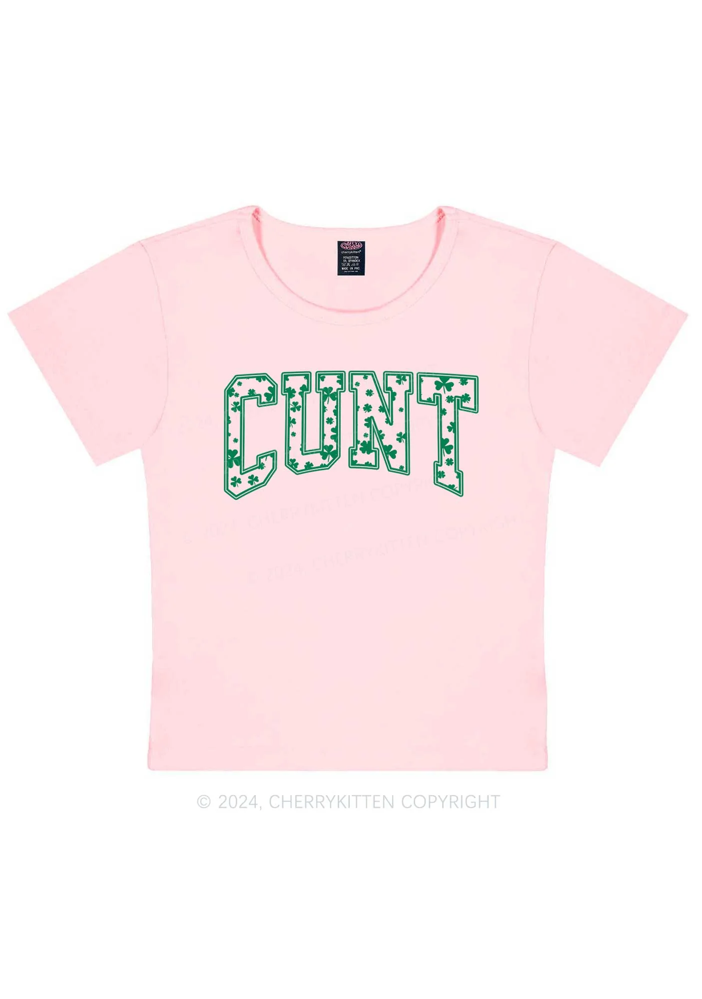 Green Cxxt St Patricks Y2K Baby Tee Cherrykitten - Image 12