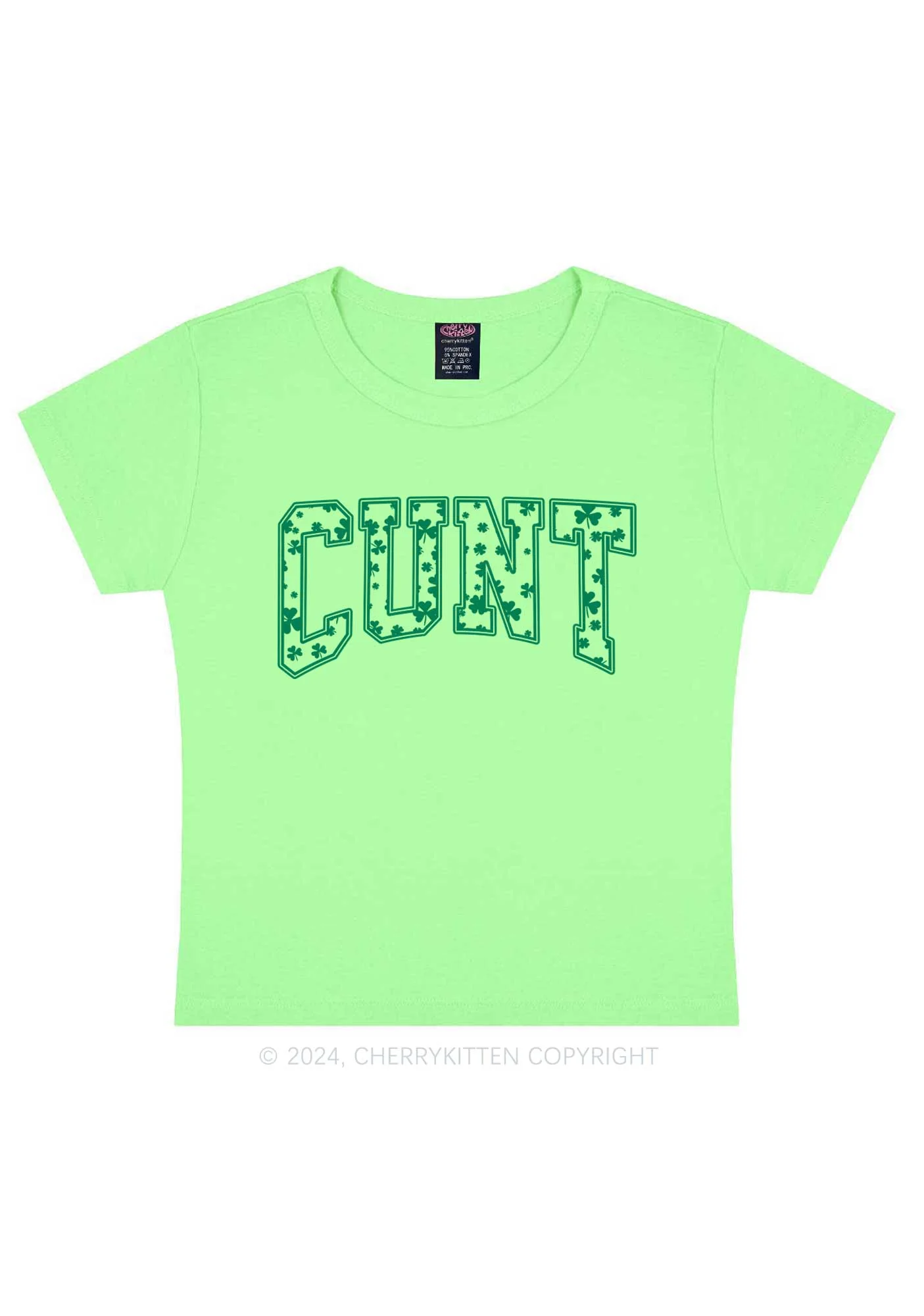 Green Cxxt St Patricks Y2K Baby Tee Cherrykitten - Image 13
