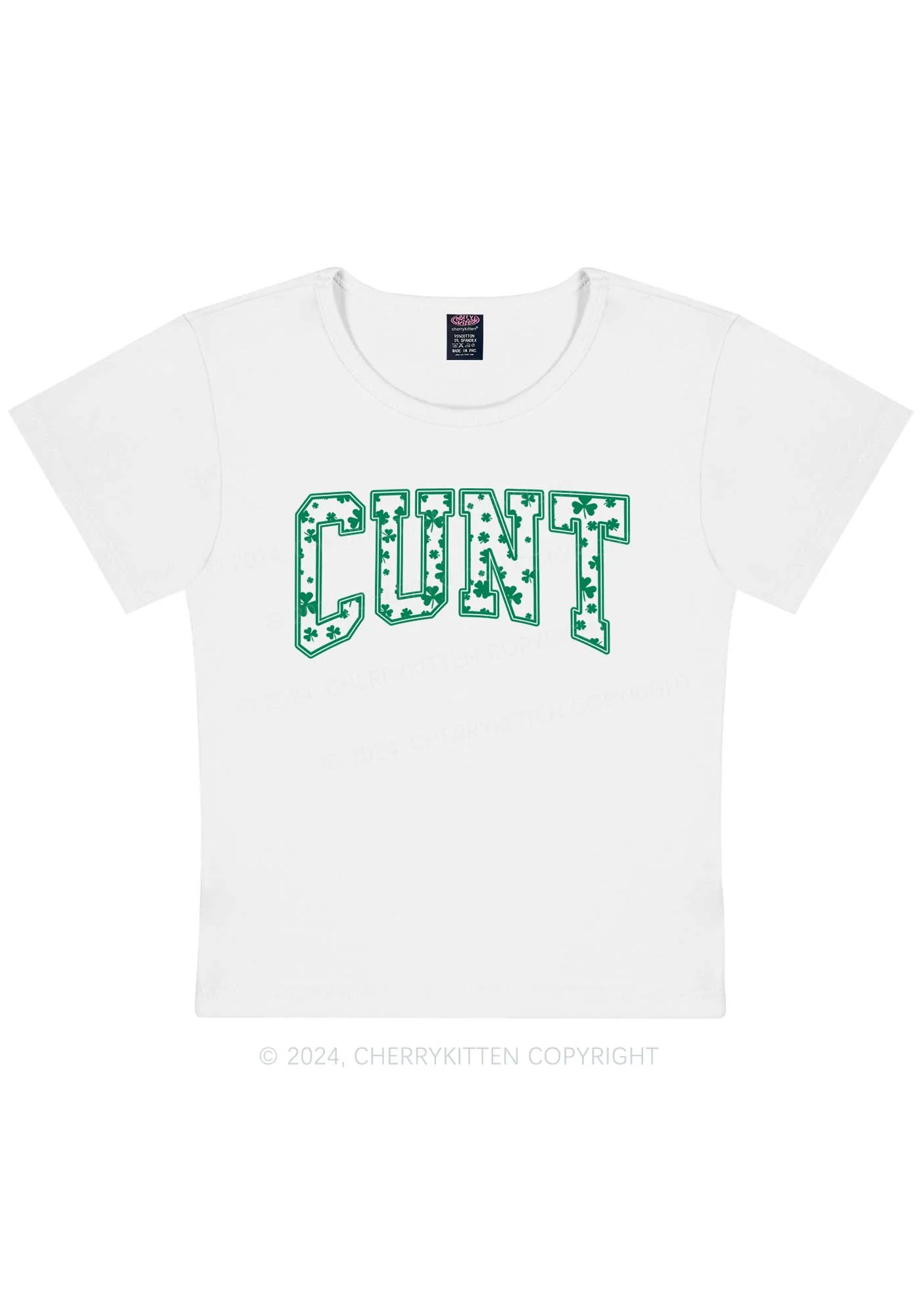 Green Cxxt St Patricks Y2K Baby Tee Cherrykitten - Image 4