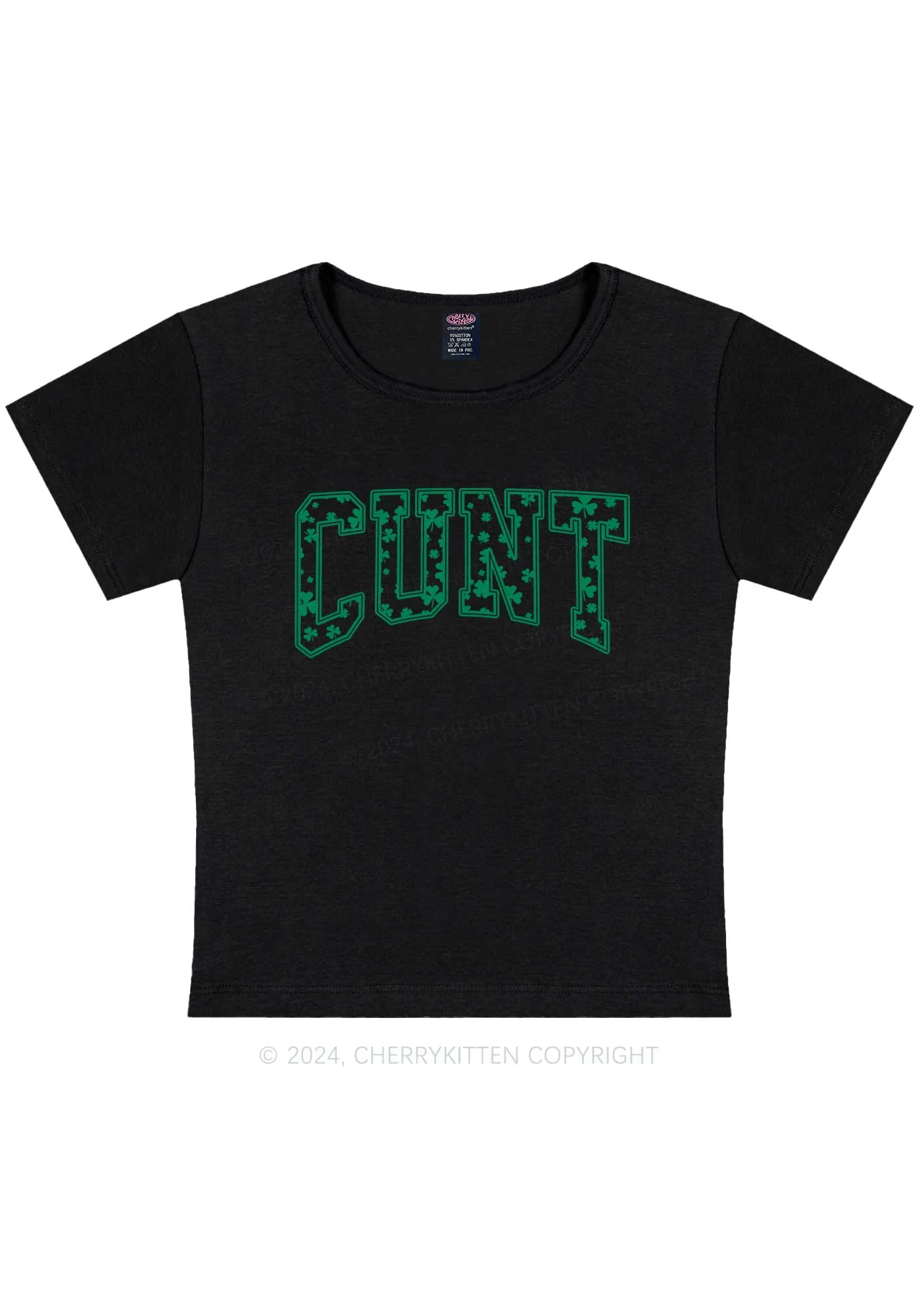 Green Cxxt St Patricks Y2K Baby Tee Cherrykitten - Image 5
