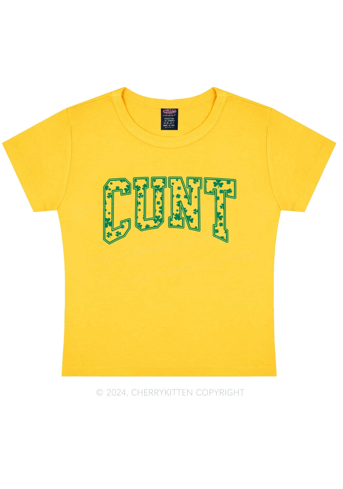 Green Cxxt St Patricks Y2K Baby Tee Cherrykitten - Image 6