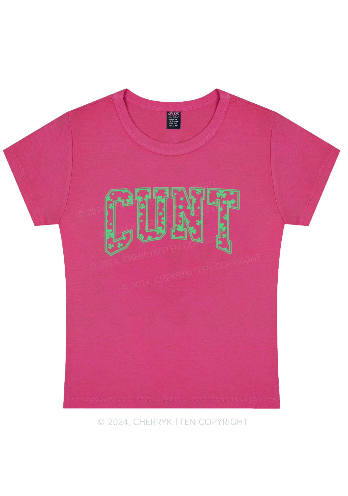 Green Cxxt St Patricks Y2K Baby Tee Cherrykitten - Image 8