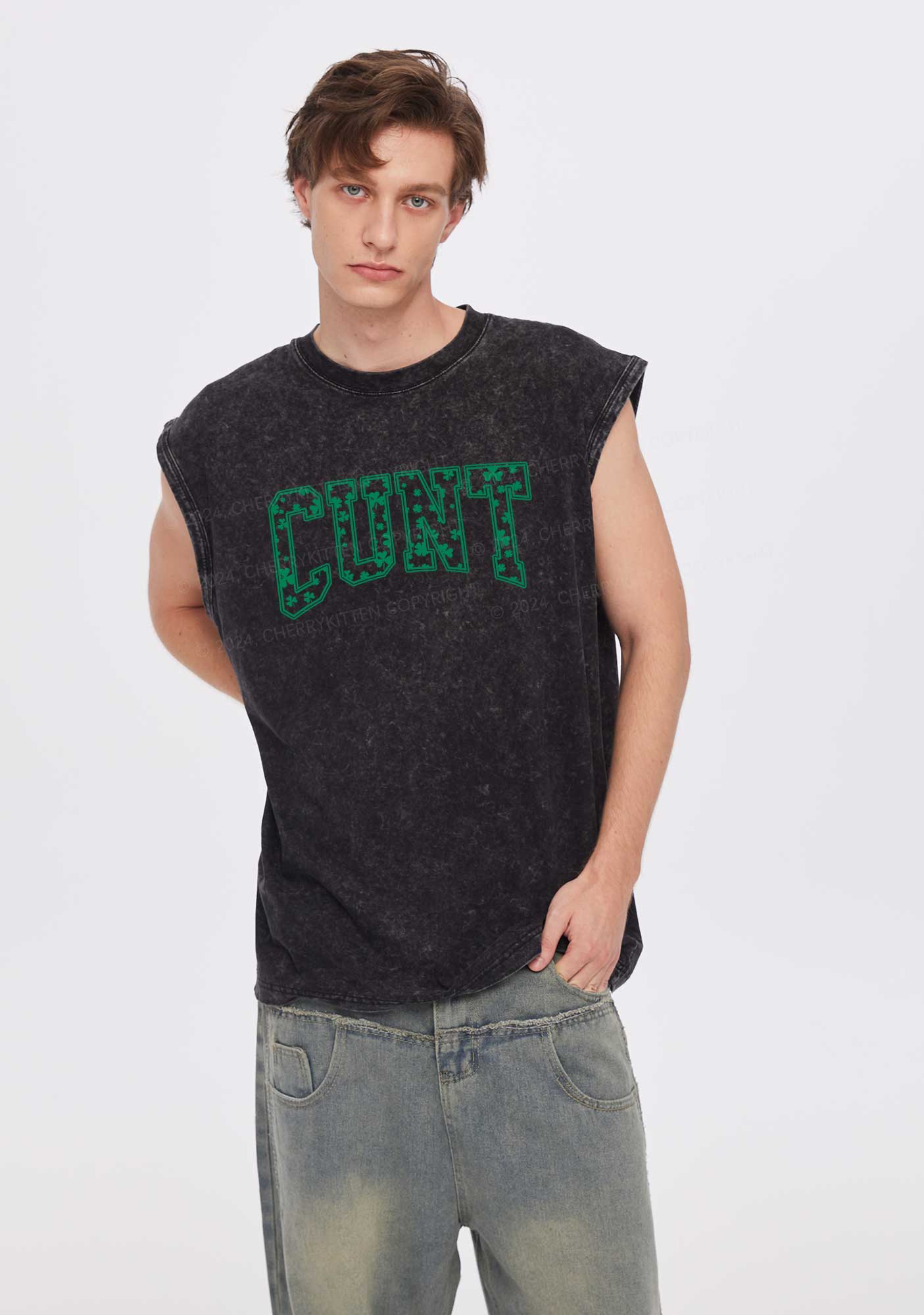 Green Cxxt St Patricks Y2K Washed Tank Cherrykitten - Image 3
