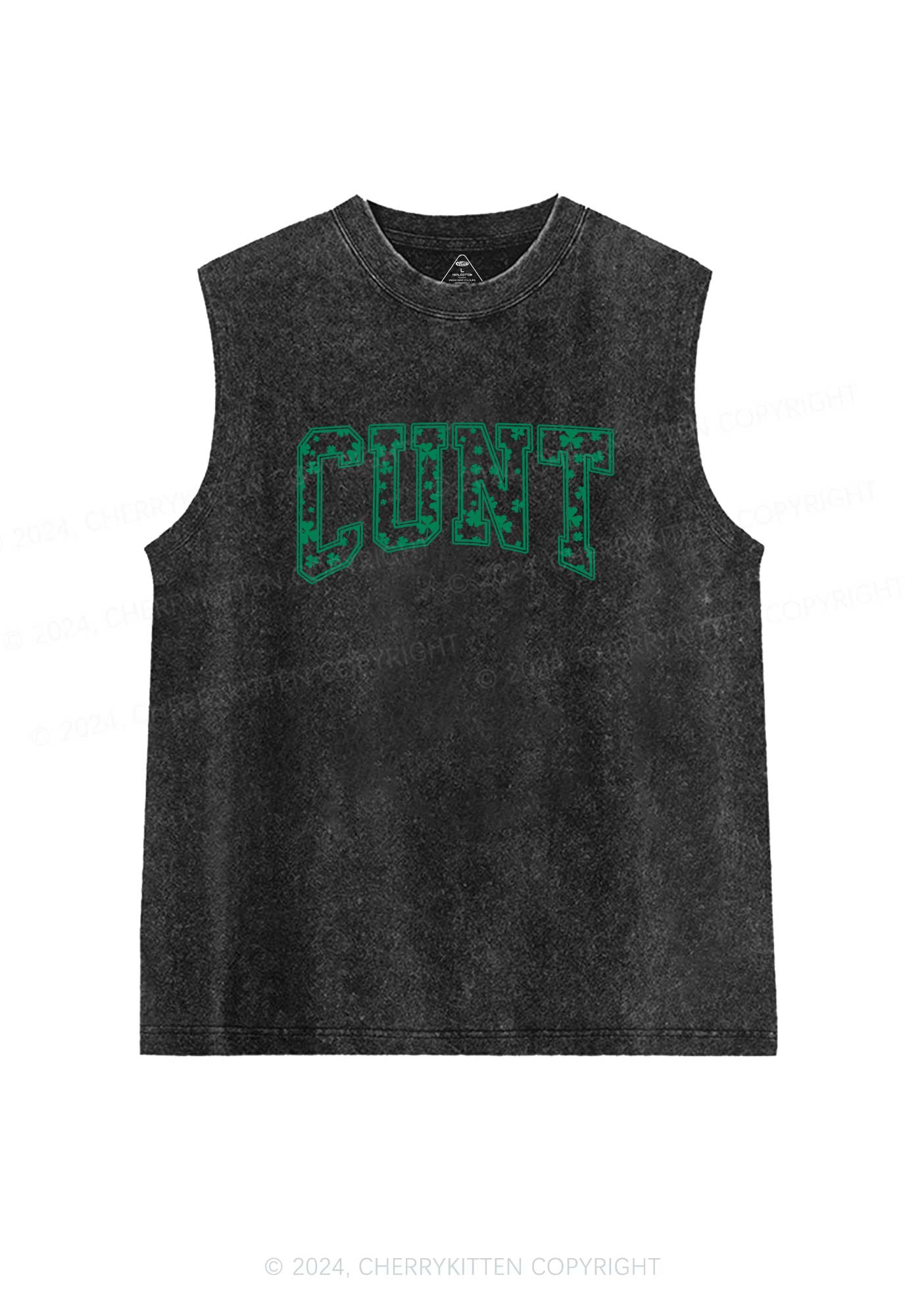 Green Cxxt St Patricks Y2K Washed Tank Cherrykitten - Image 4