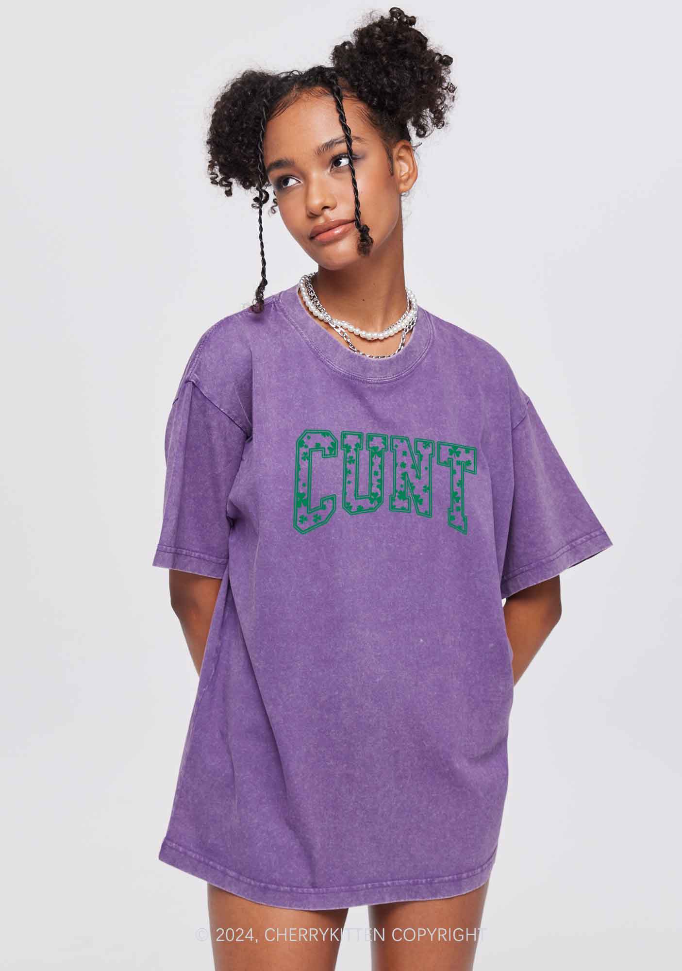 Green Cxxt St Patricks Y2K Washed Tee Cherrykitten - Image 4